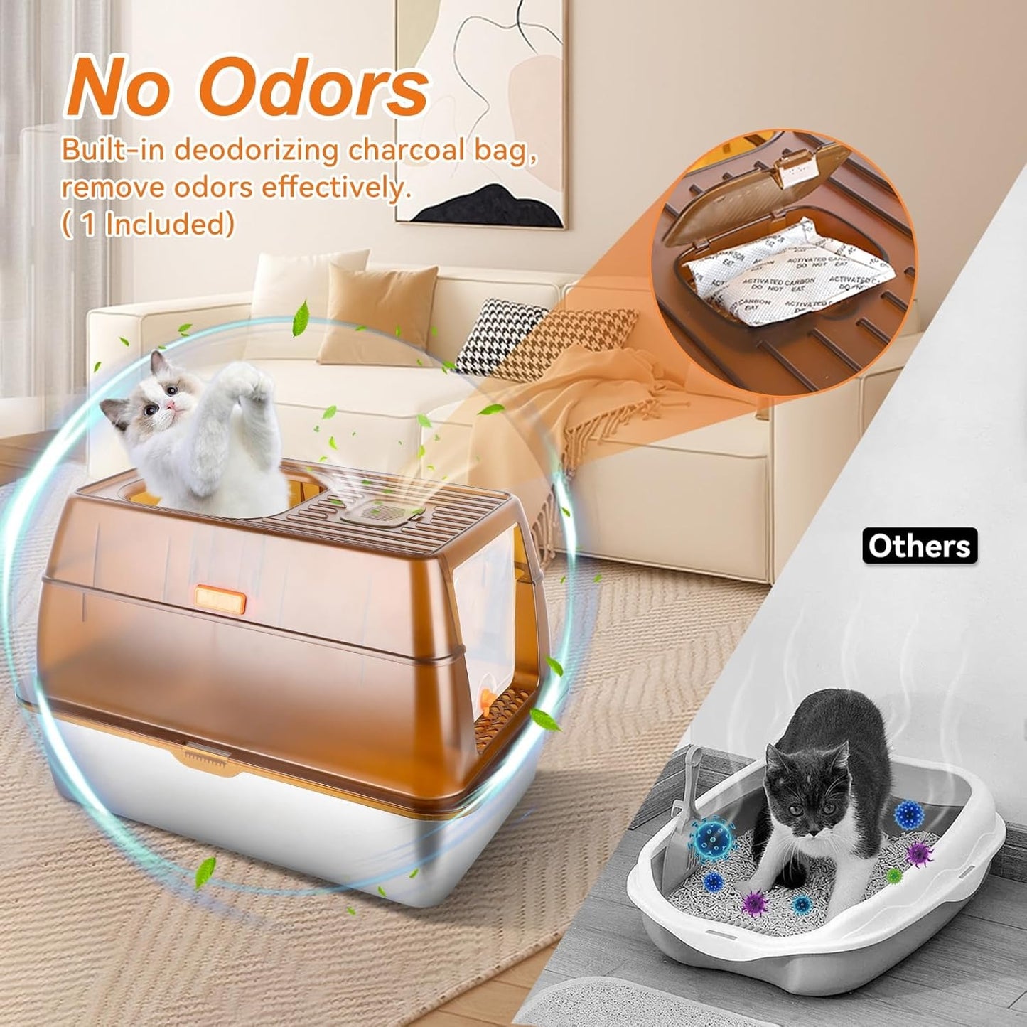 Extra Large Enclosed Removable Stainless Steel Cat Litter Box with Lid