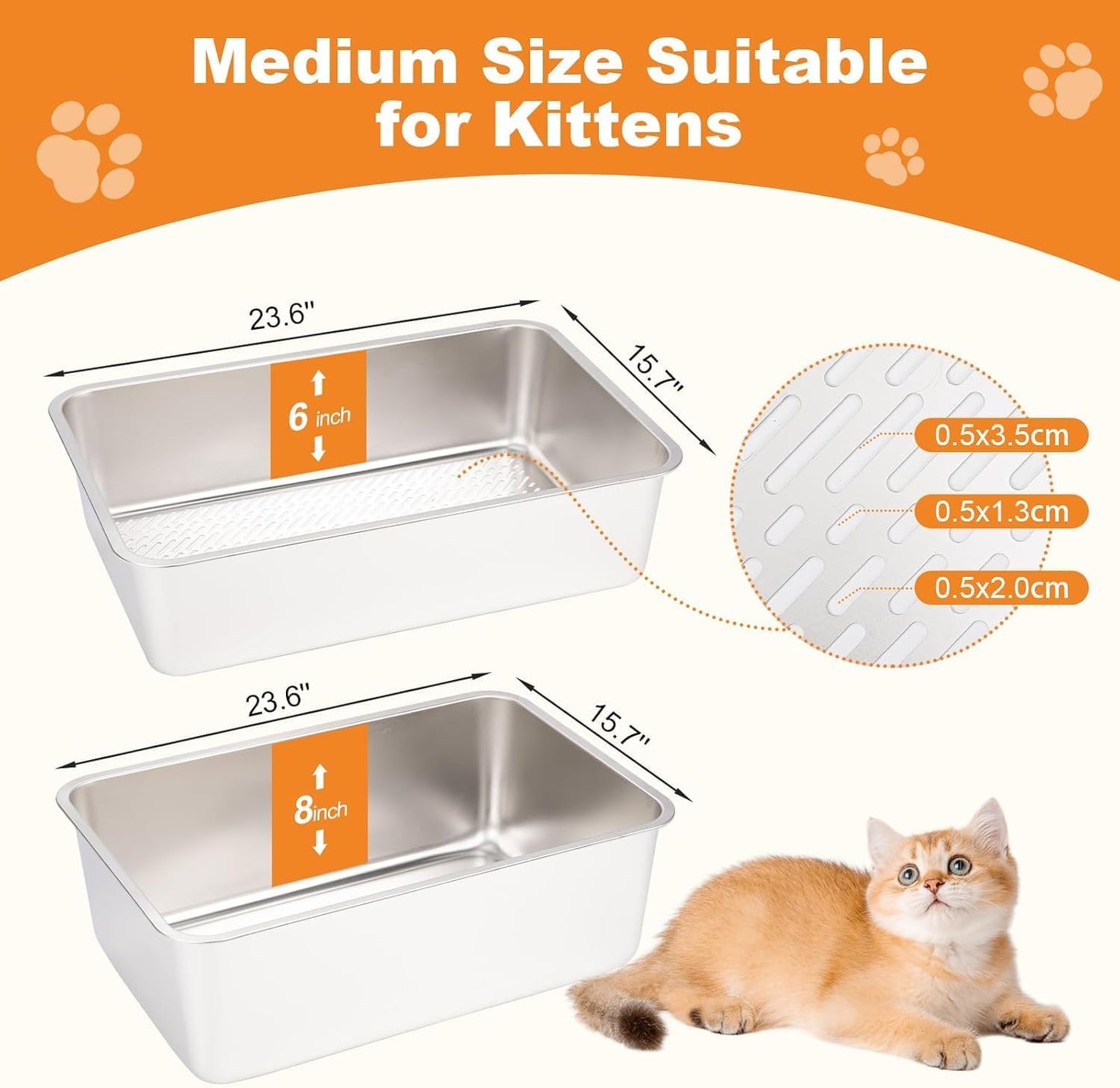 XL Silver Stainless Steel Sifting Litter Box