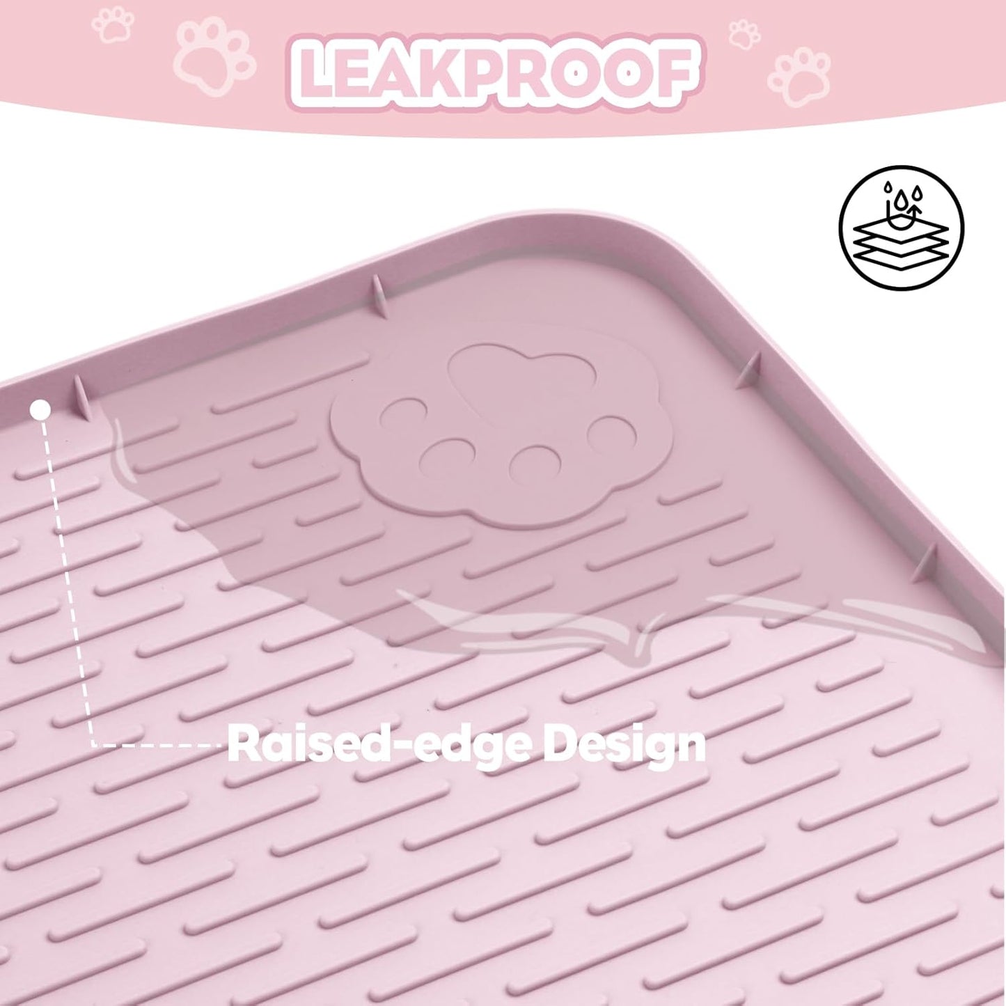 Pink Silicone Stripe Cat Litter Mat
