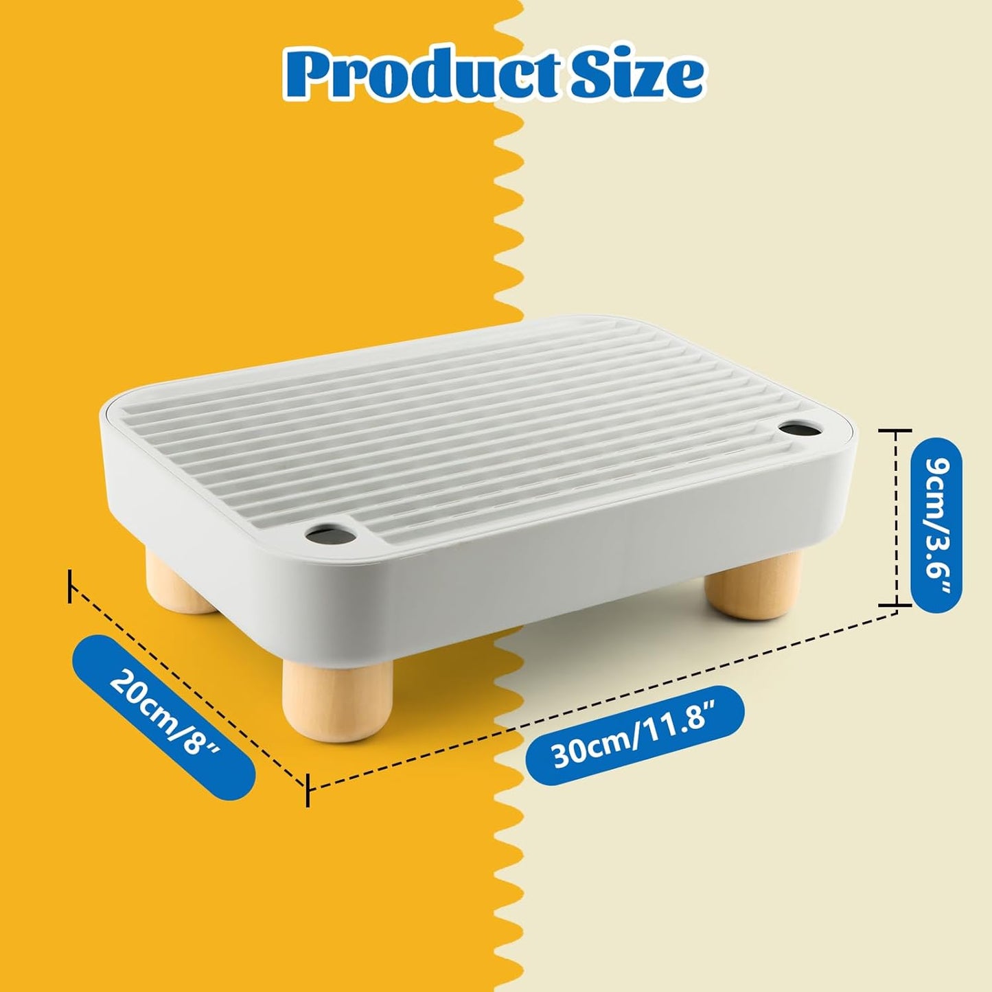 Light Gray Litter Box Step with Wooden Base