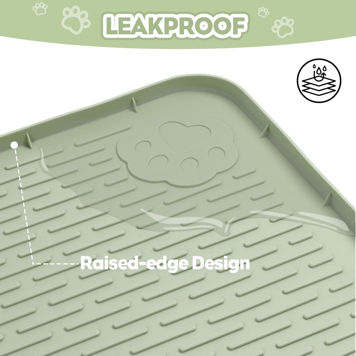 Green Silicone Stripe Cat Litter Mat