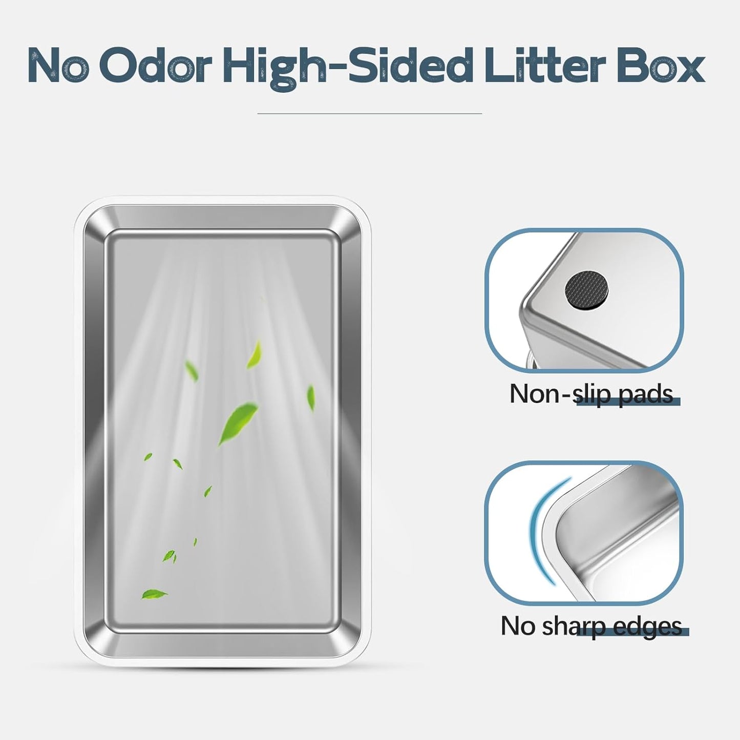 XL Dark Gray Stainless Steel Litter Box with Filter Pedal