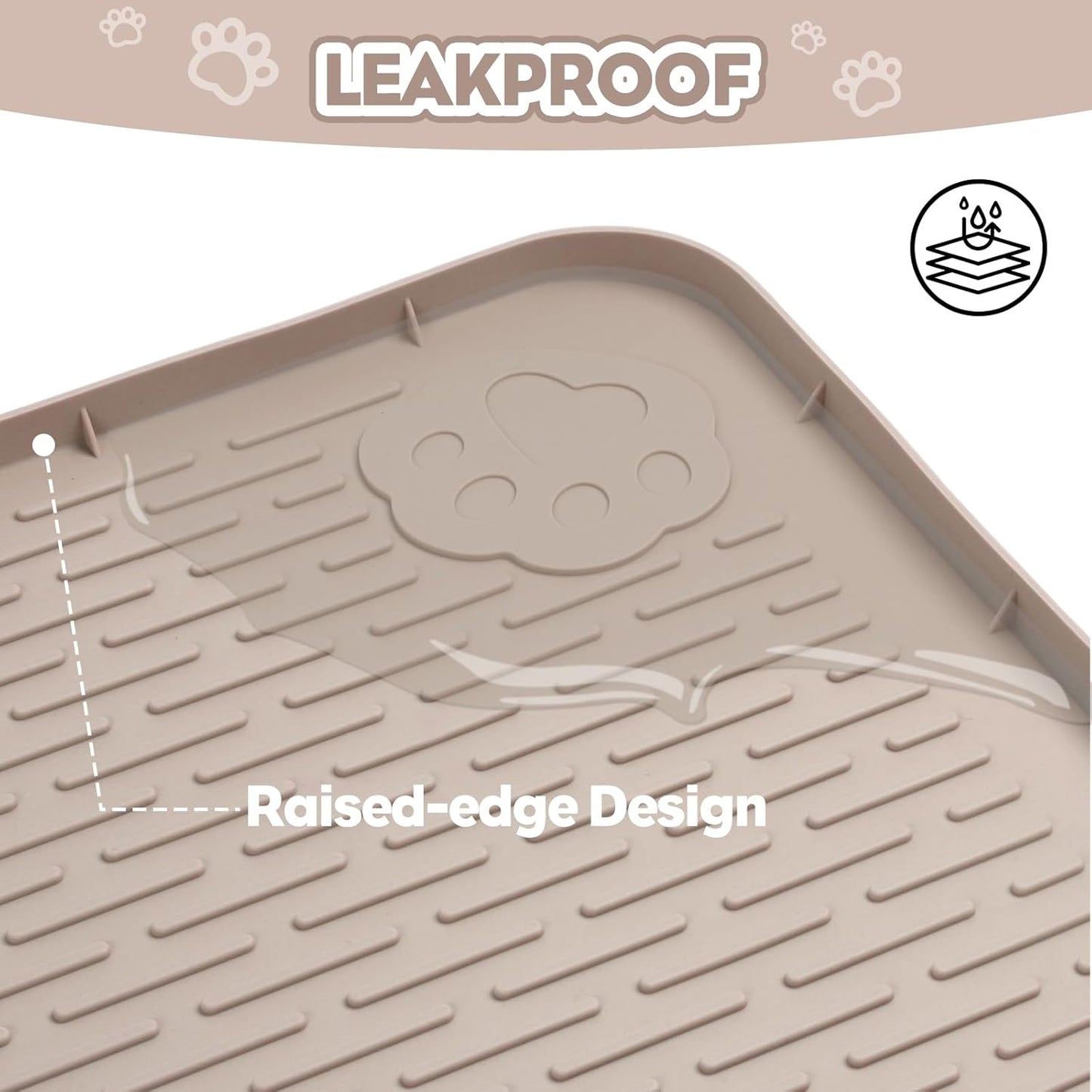 Khaki Silicone Stripe Cat Litter Mat