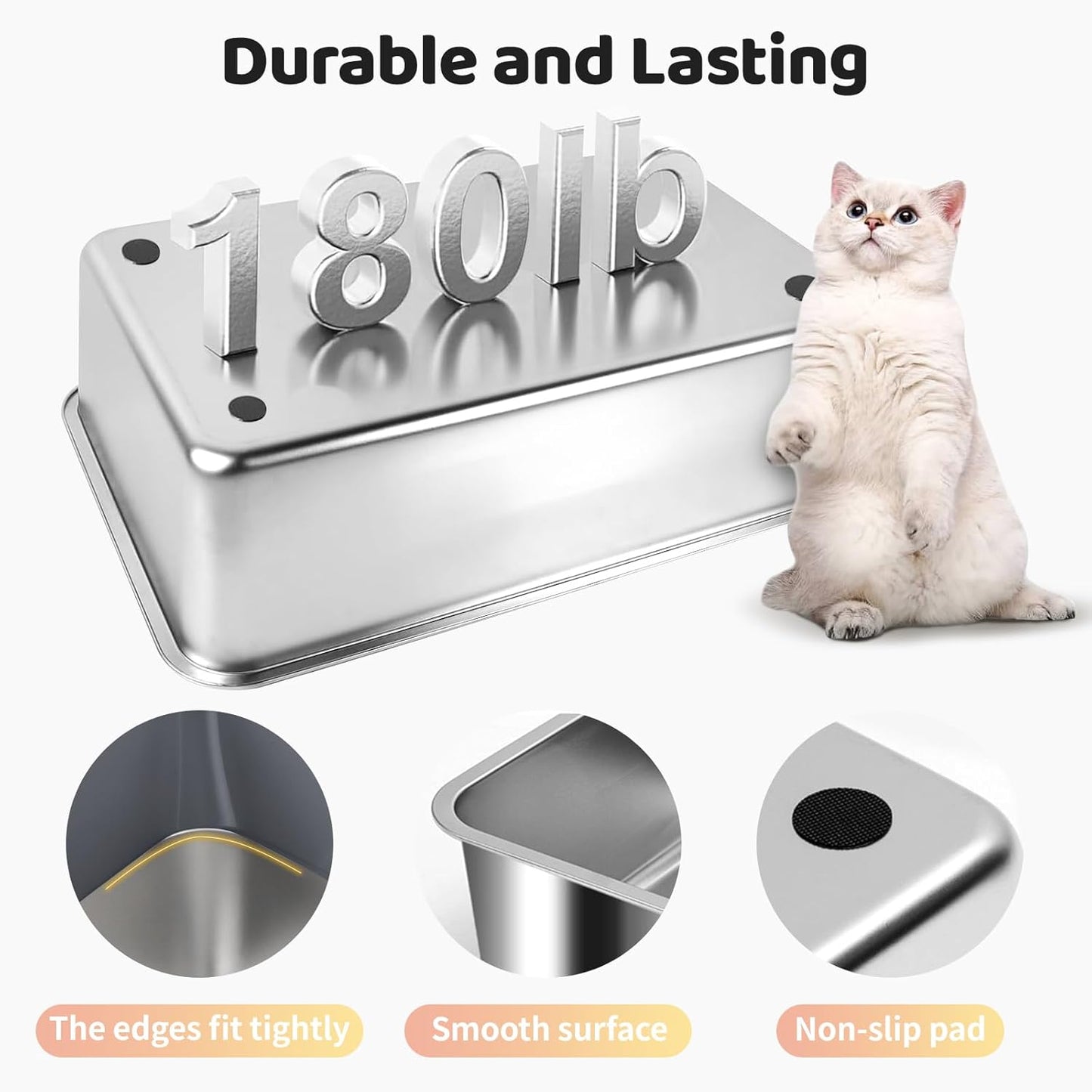 XXL Dark Gray Stainless Steel Litter Box with Lid with Top Entry