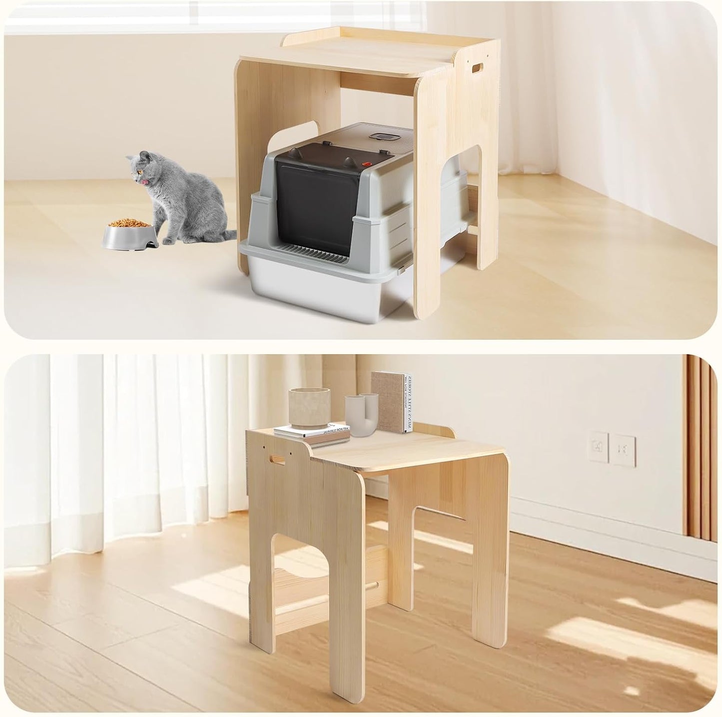 Wooden Cat Litter Box Enclosure Shelf