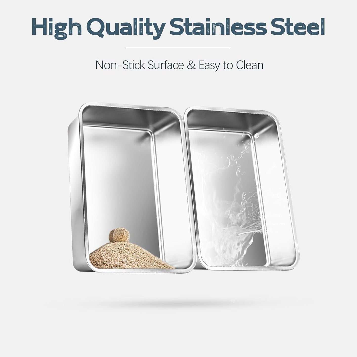 XL 2 Pack Black Stainless Steel Litter Box