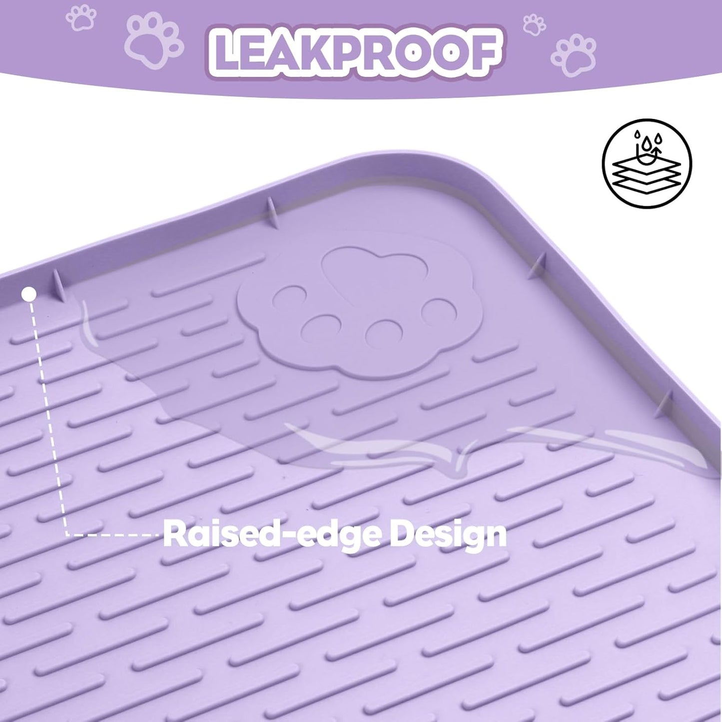 Purple Silicone Stripe Cat Litter Mat