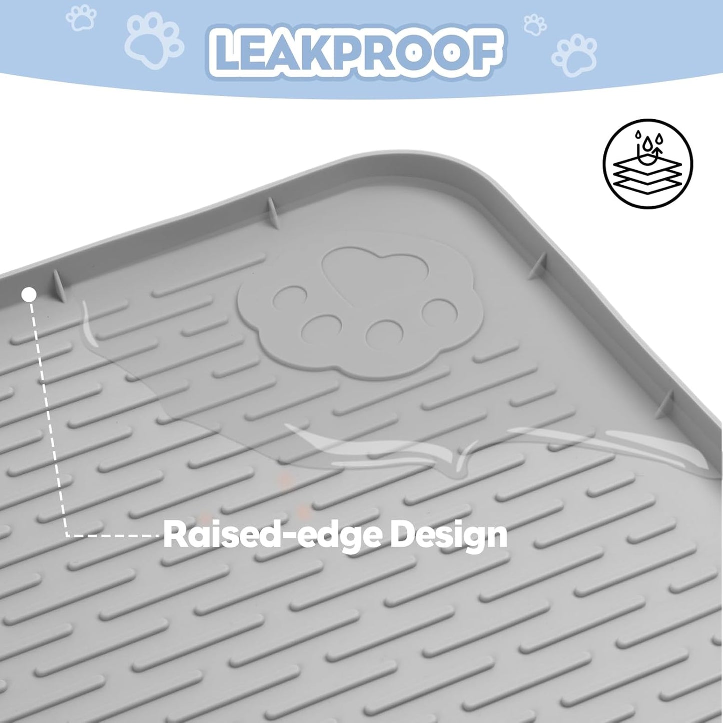 Light Gray Silicone Stripe Cat Litter Mat