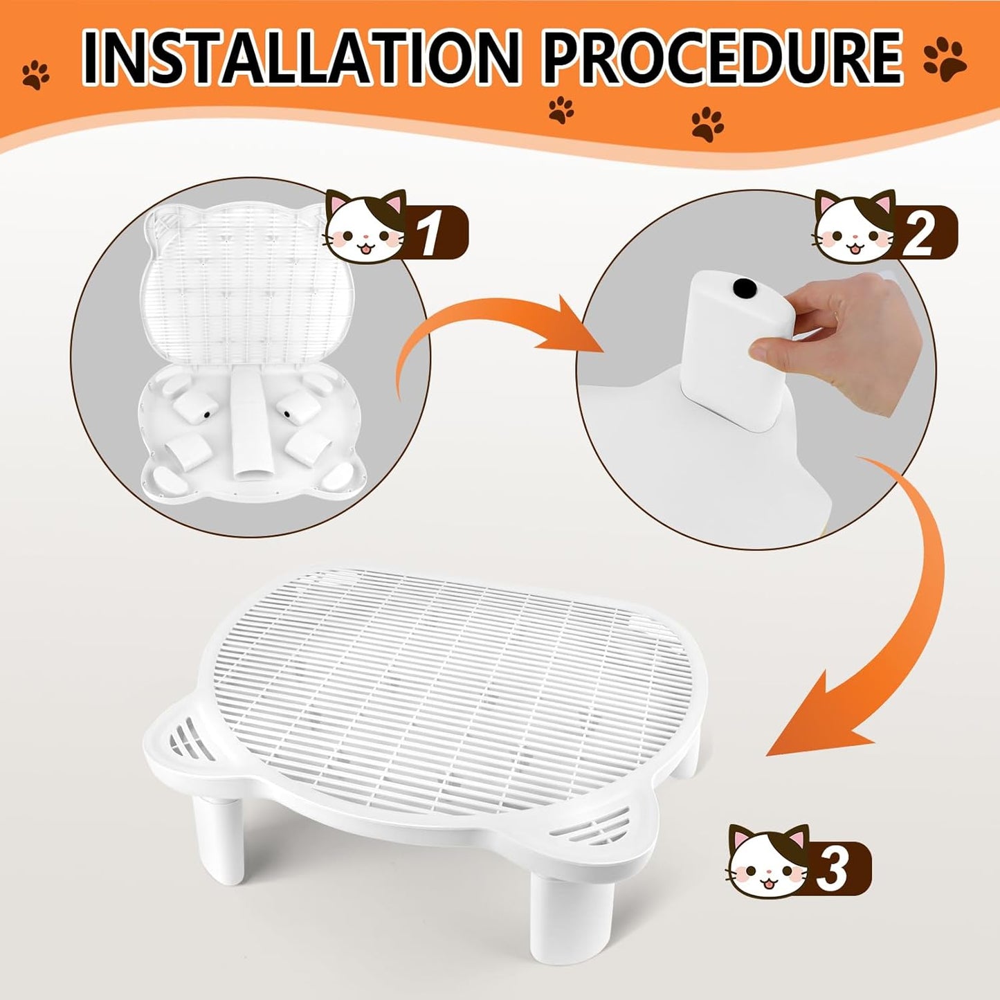 White Adjustable Cat Ramp Litter Box Step