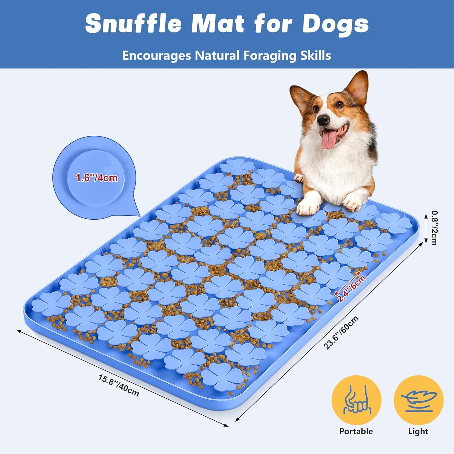 Blue Large Silicone Snuffle Mat Dog Lick Mat