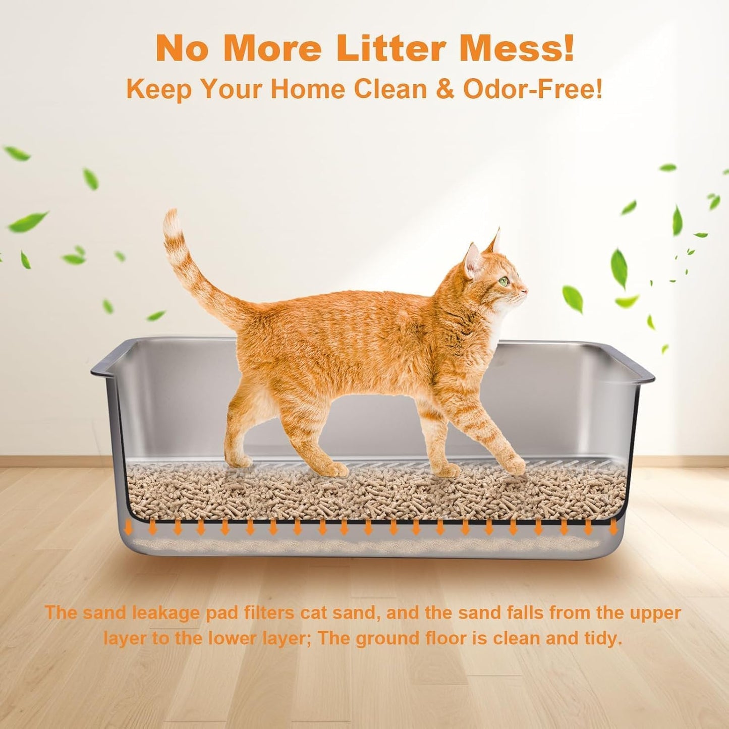 XL Silver Stainless Steel Sifting Litter Box