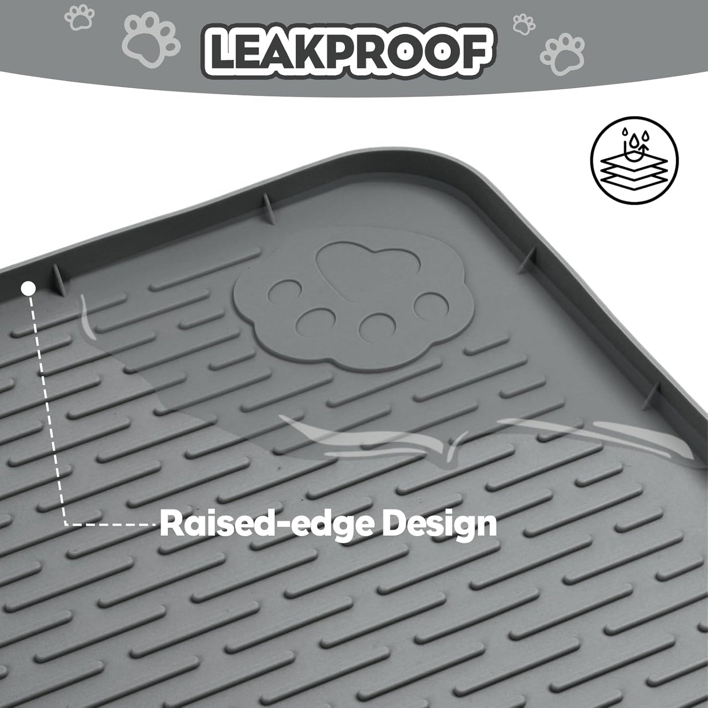 Dark Gray Silicone Stripe Cat Litter Mat