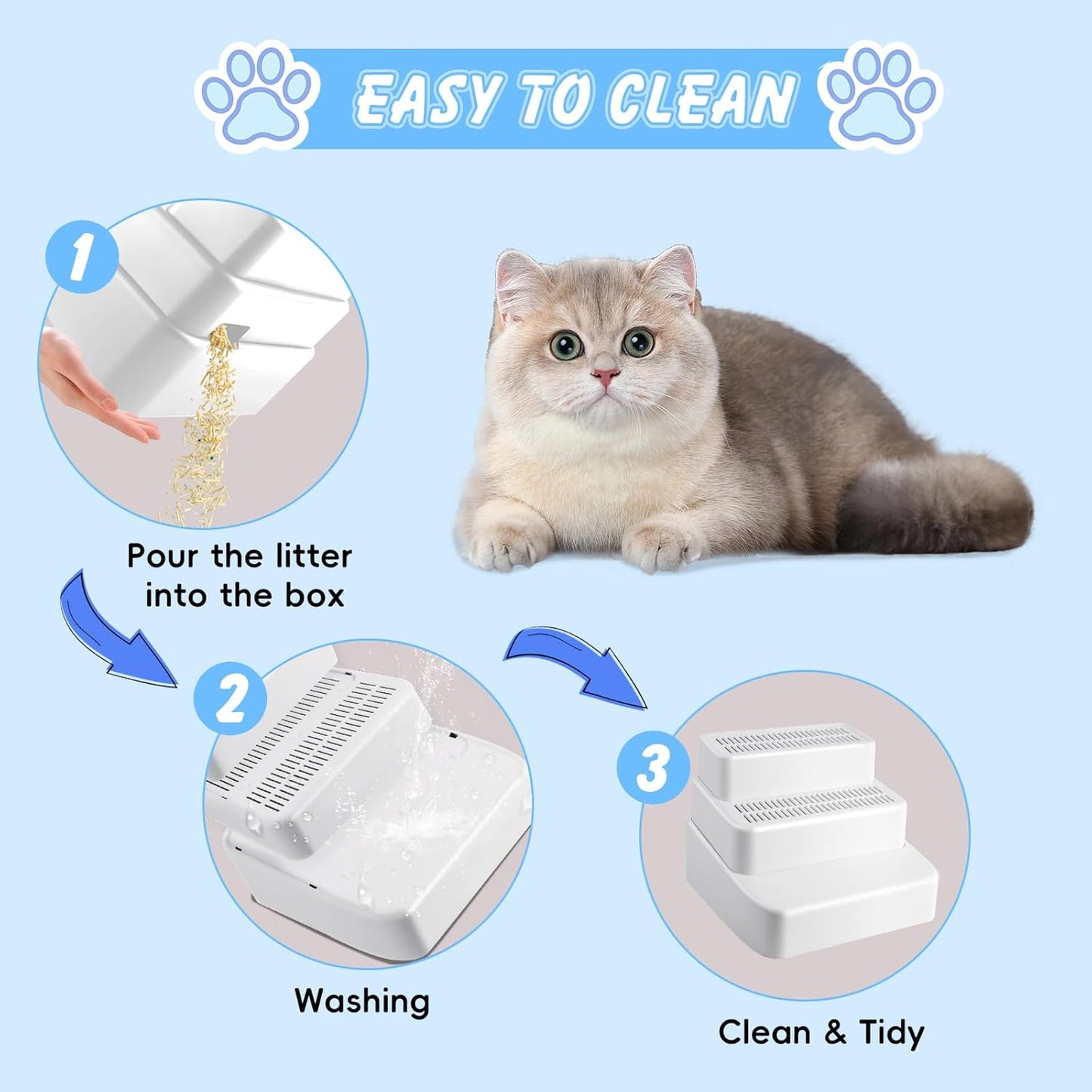 White Adjustable 3 Steps Litter Box Ramp Step