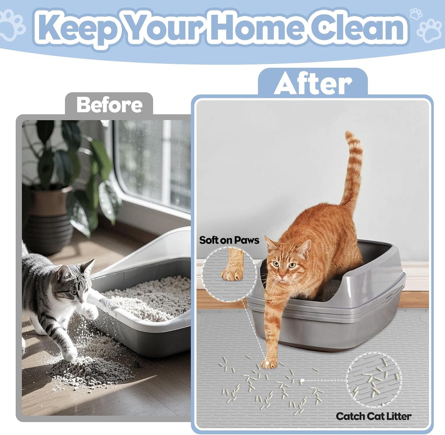 3 Pack Stainless Steel Cat Litter Box with Cat Litter Mat