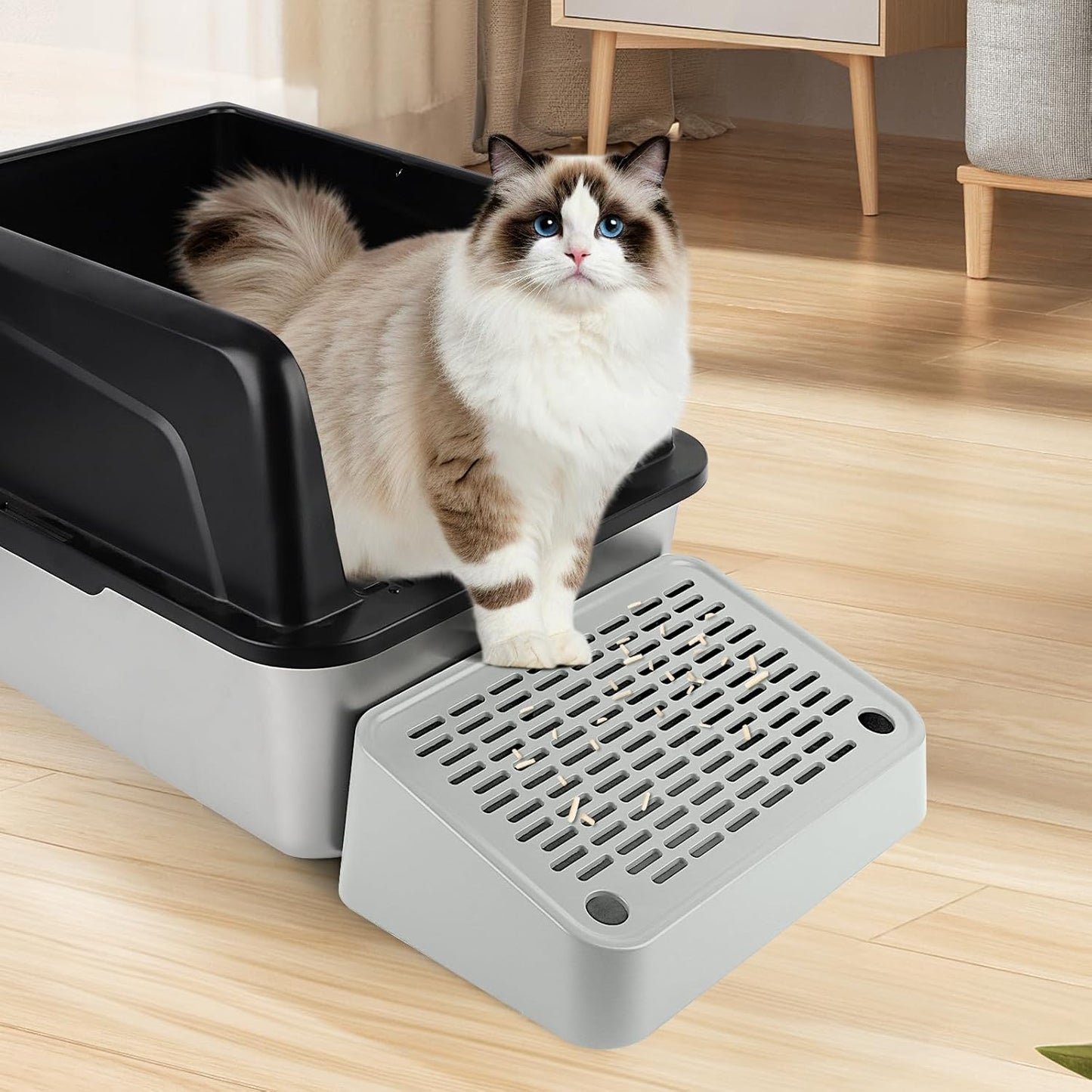 Light Gray Cat Litter Box Ramp Litter Box Step