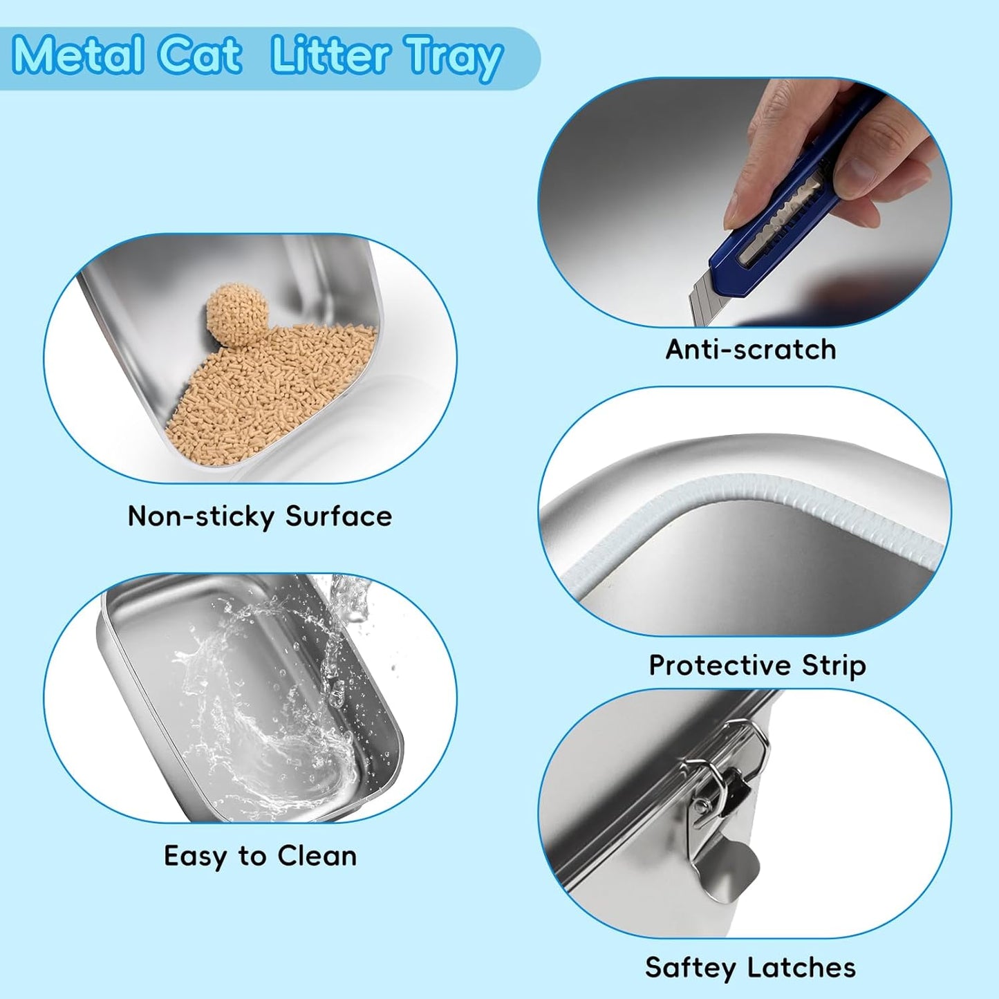 XXL Semi Enclosed Removable Stainless Steel Cat Litter Box