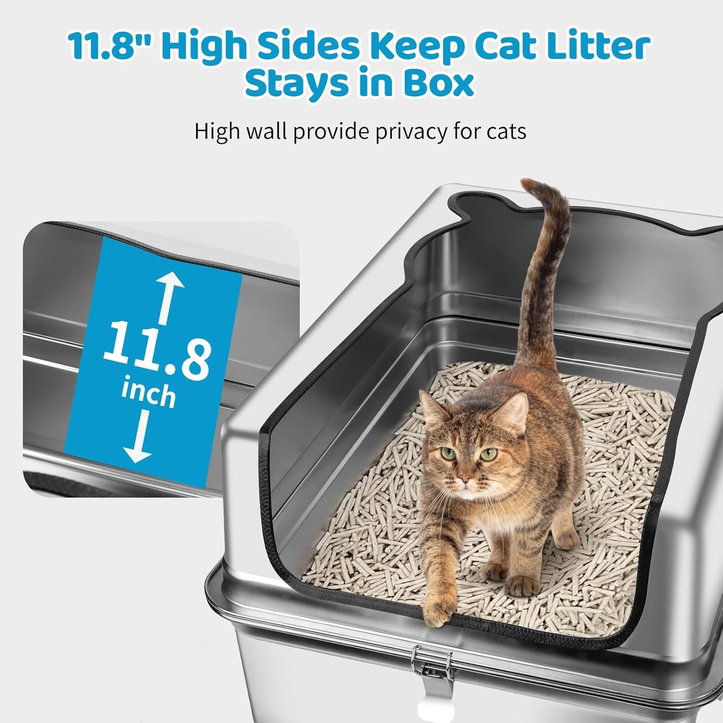 XXXL Sliver Gray Extra Large Stainless Steel Cat Litter Box