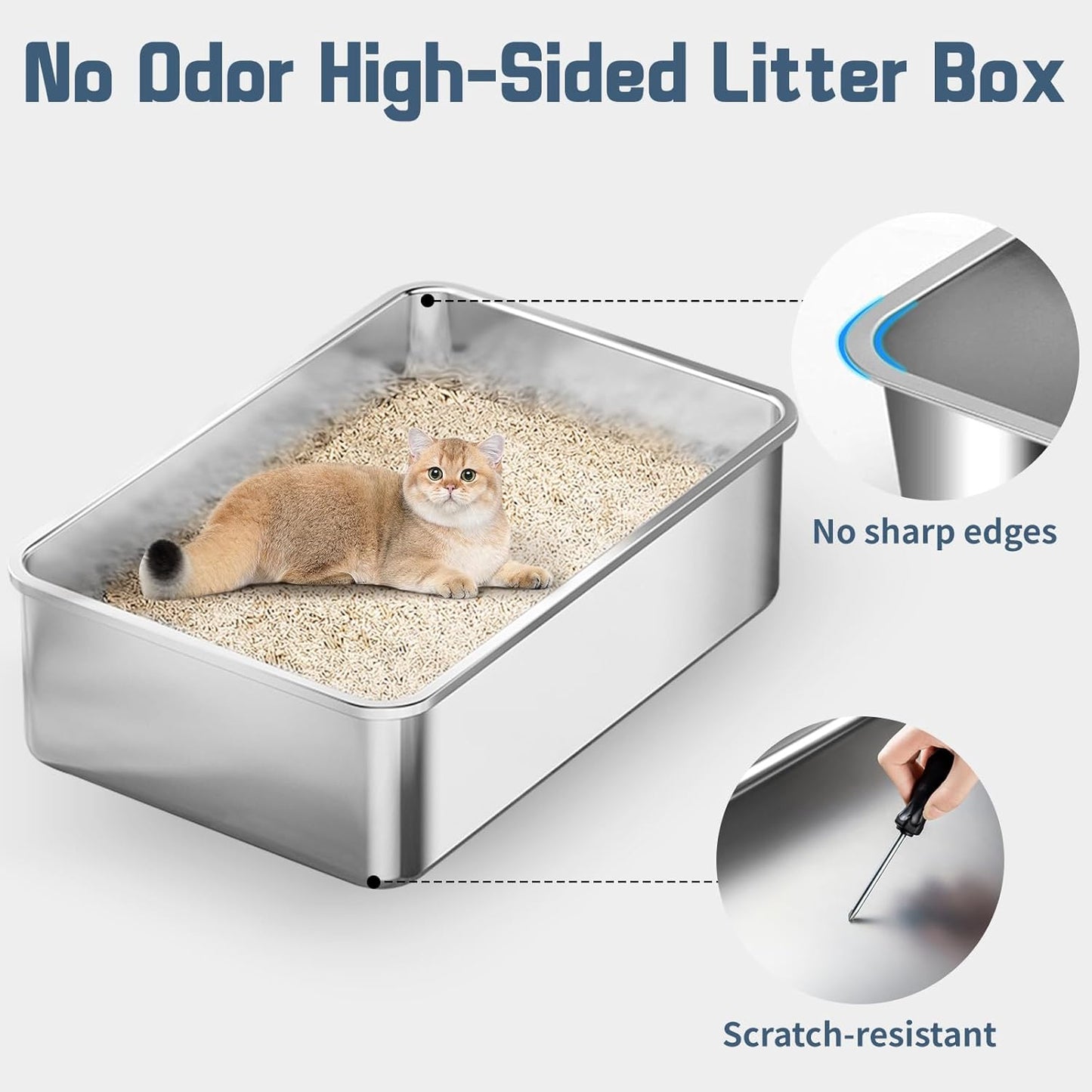 3 Pack L Metal High Sided Cat Litter Pan