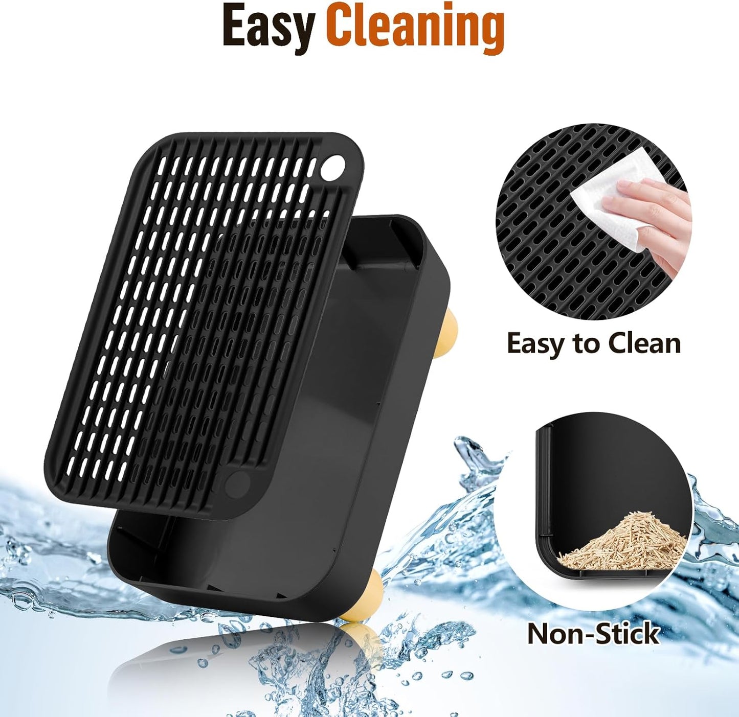 Black Litter Box Step with Wooden Base