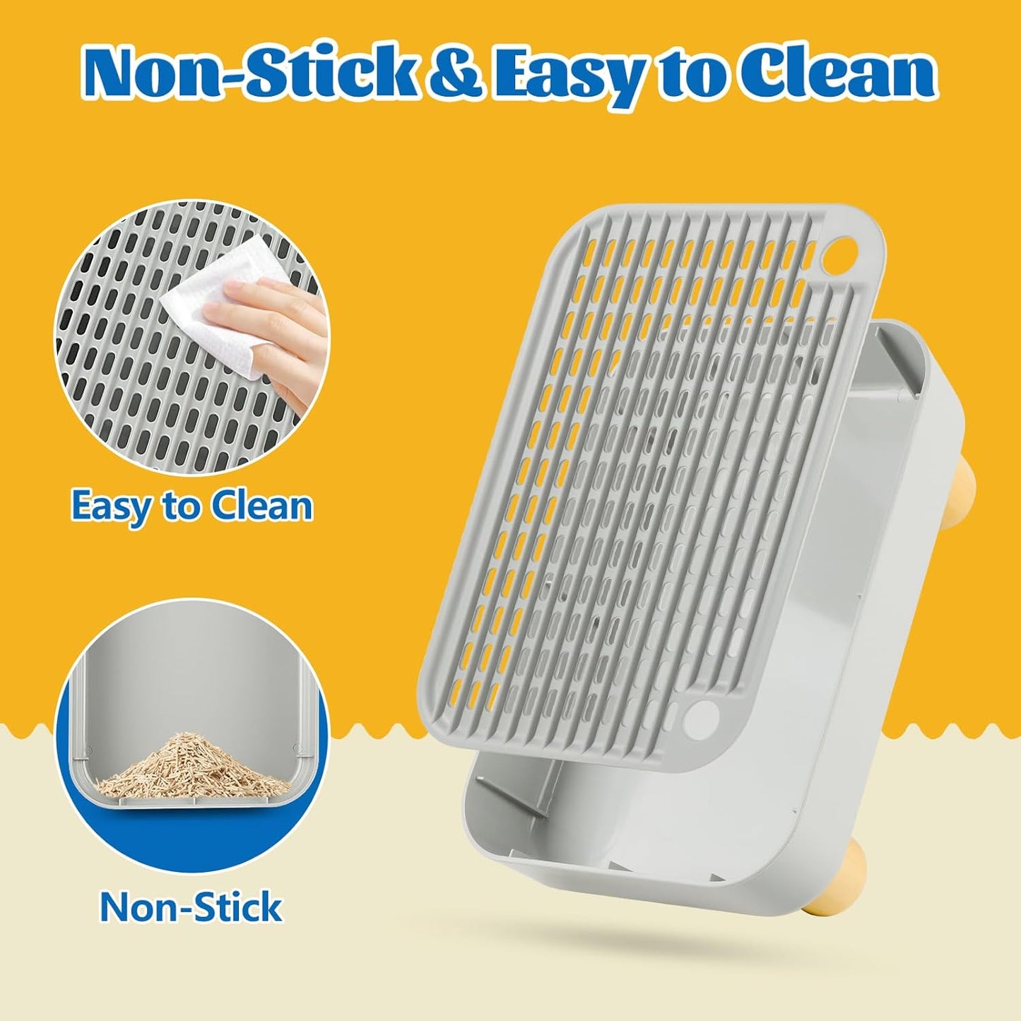 Light Gray Litter Box Step with Wooden Base