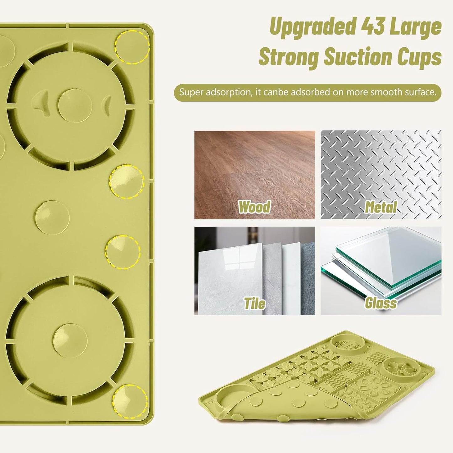 Green Silicone Snuffle Mat Dog Lick Mat with Suction Cups