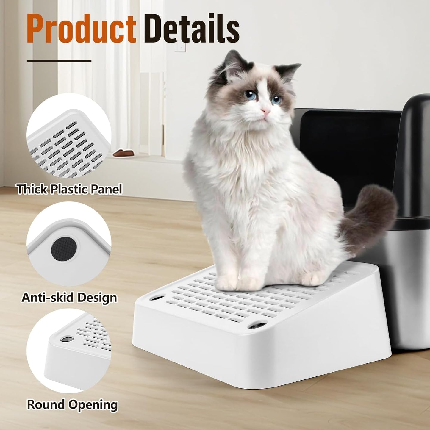 White Cat Litter Box Ramp Litter Box Step