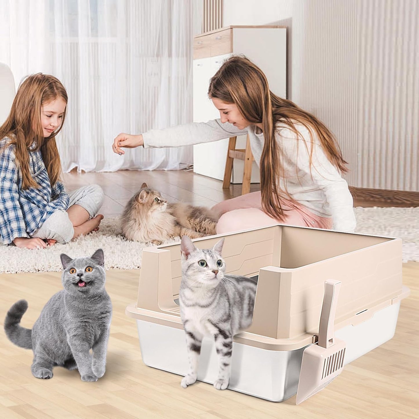 XXXL Khaki Stainless Steel Litter Box