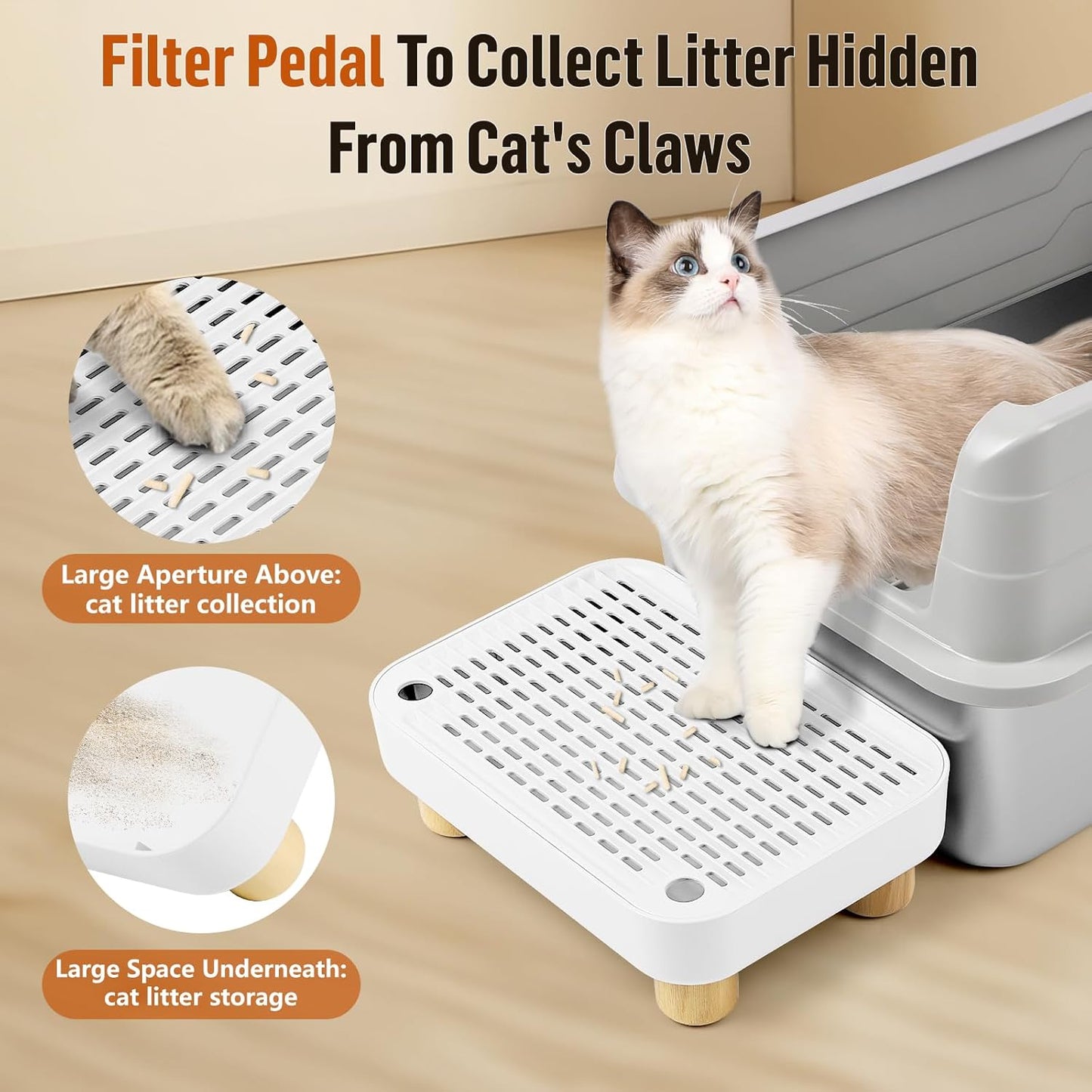 White Litter Box Step with Wooden Base