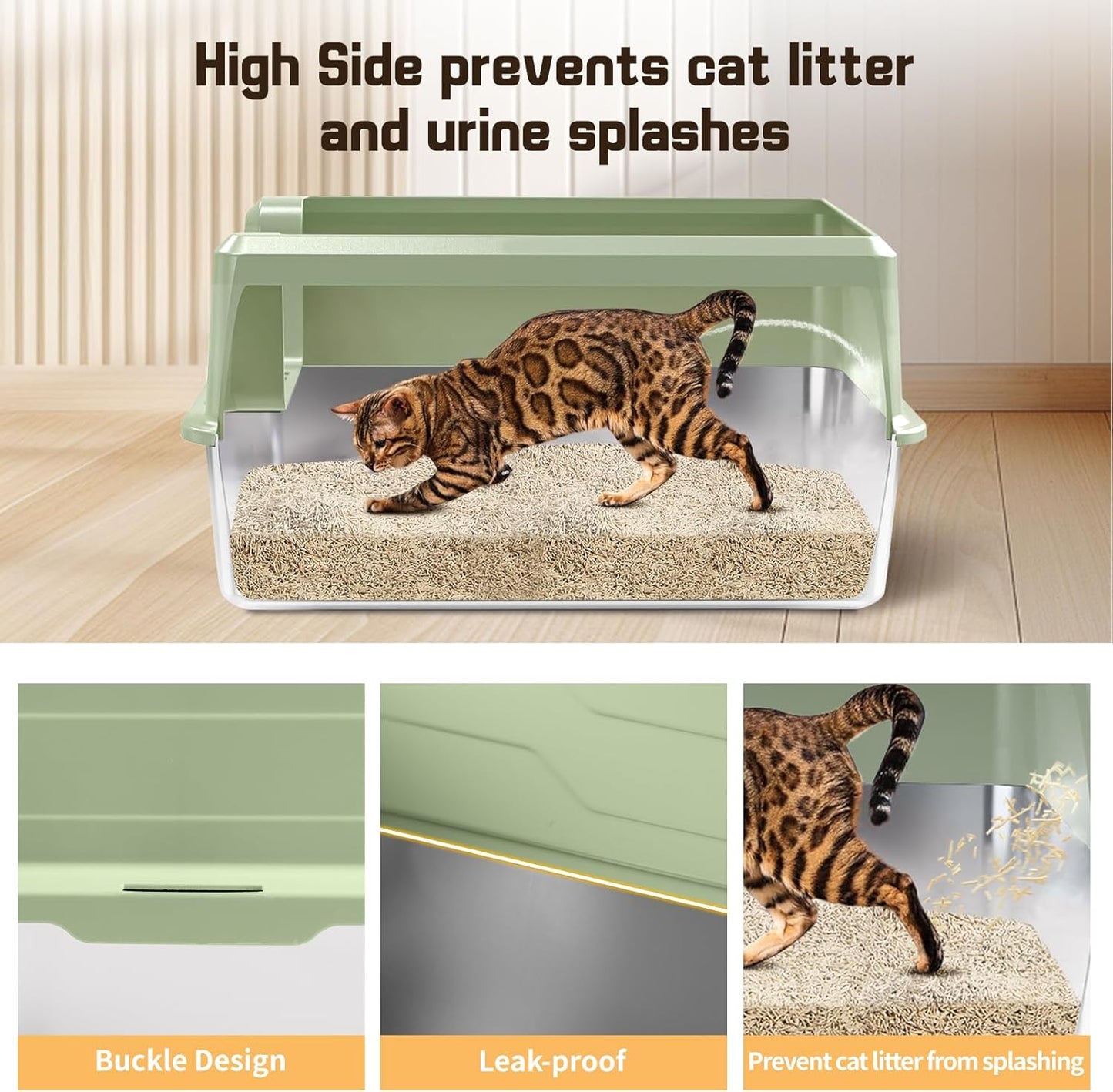 XXXL Green Stainless Steel Litter Box