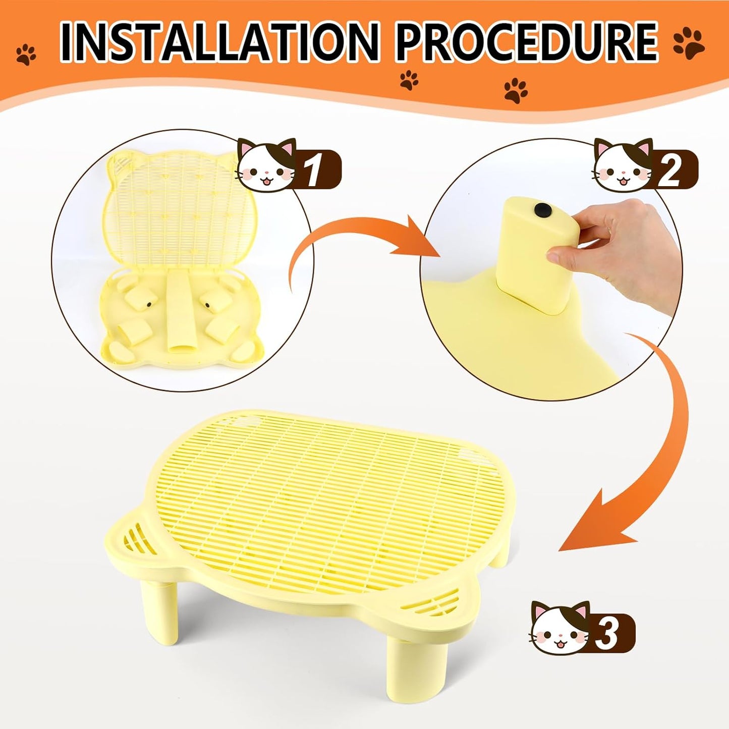 Yellow Adjustable Cat Ramp Litter Box Step