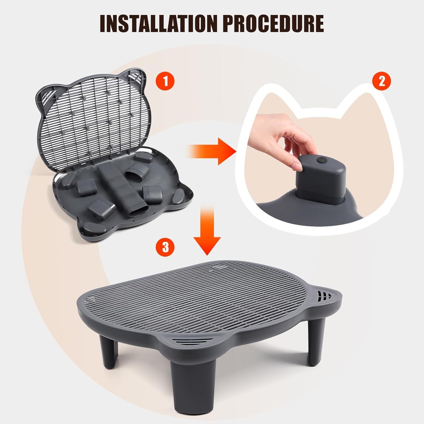 Dark Gray Adjustable Cat Ramp Litter Box Step