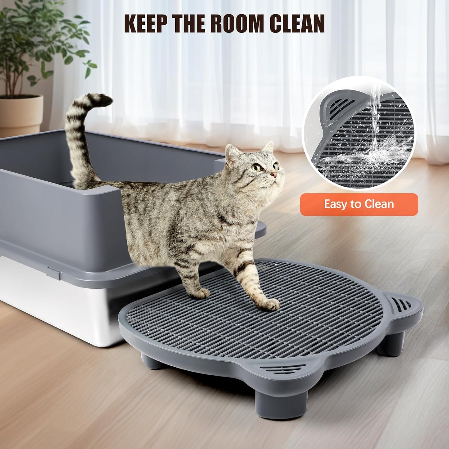 Dark Gray Adjustable Cat Ramp Litter Box Step