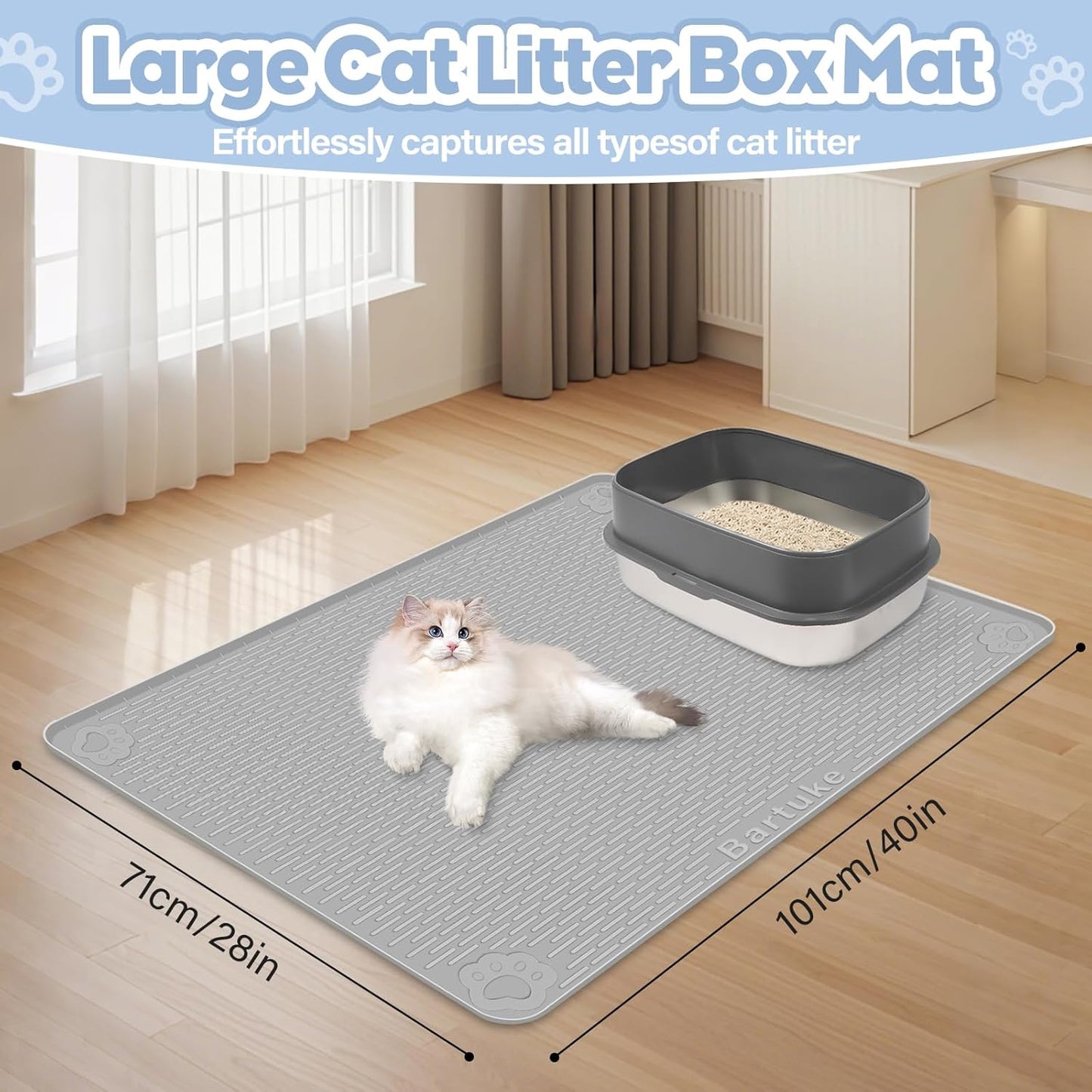 3 Pack Stainless Steel Cat Litter Box with Cat Litter Mat