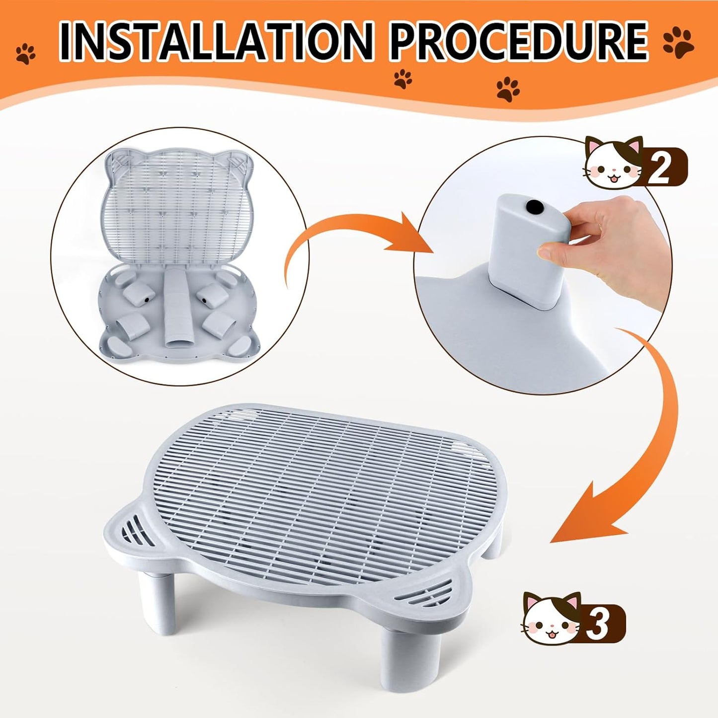 Light Gray Adjustable Cat Ramp Litter Box Step