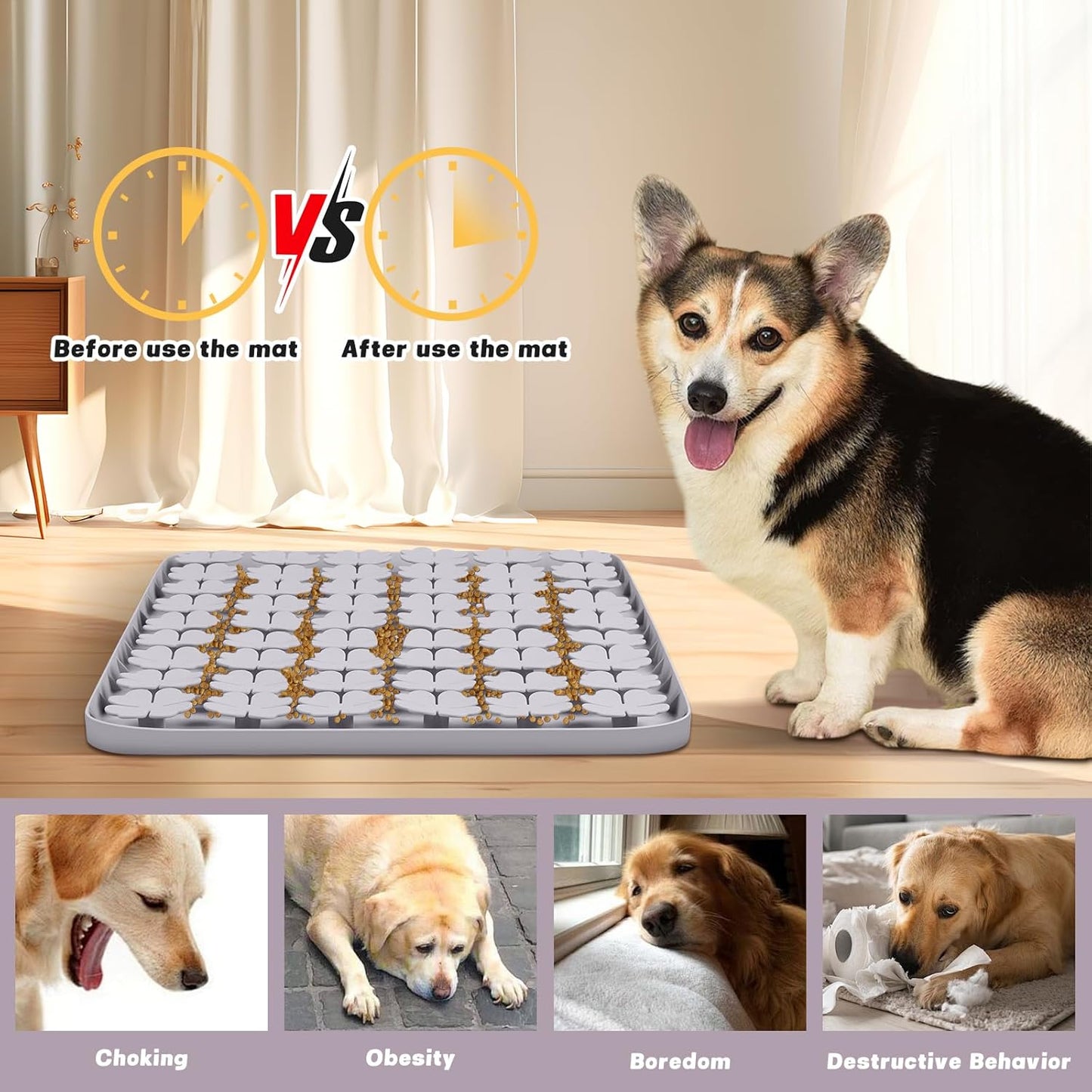 Gray Large Silicone Snuffle Mat Dog Lick Mat