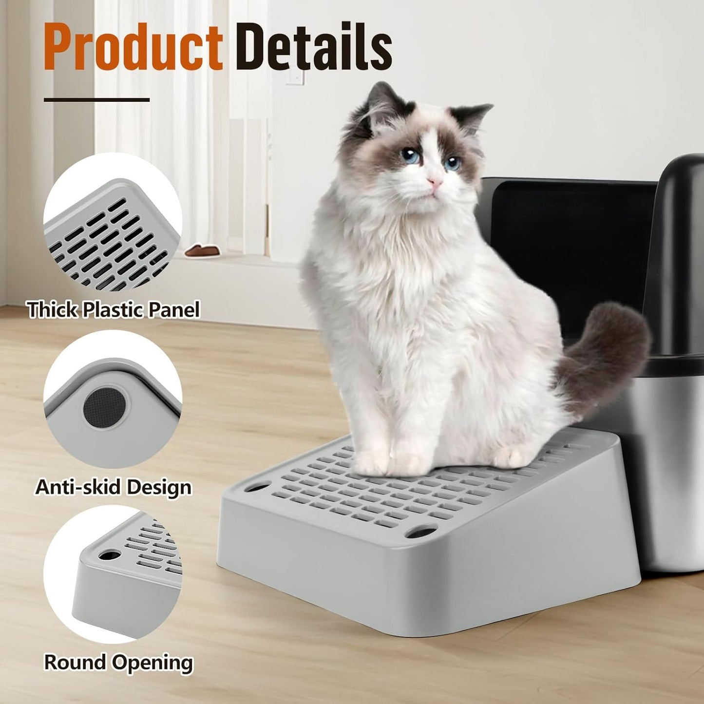 Light Gray Cat Litter Box Ramp Litter Box Step