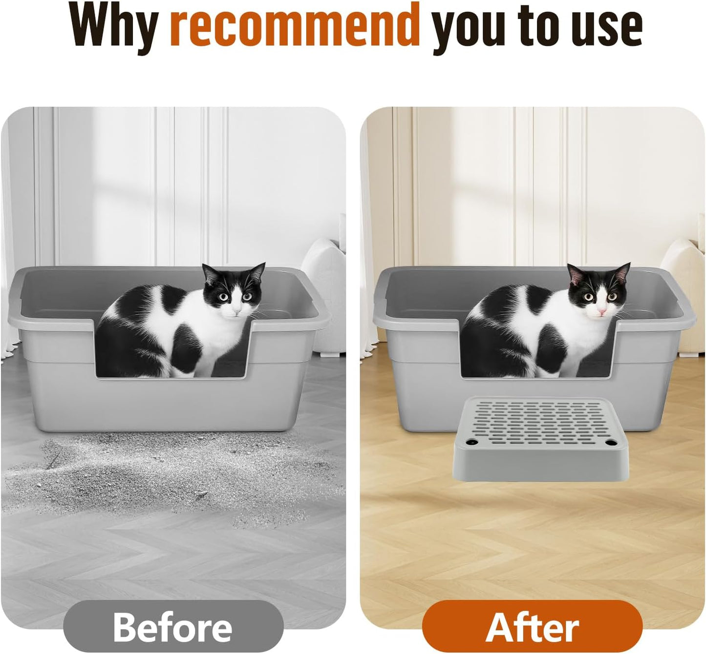 Light Gray Cat Litter Box Ramp Litter Box Step