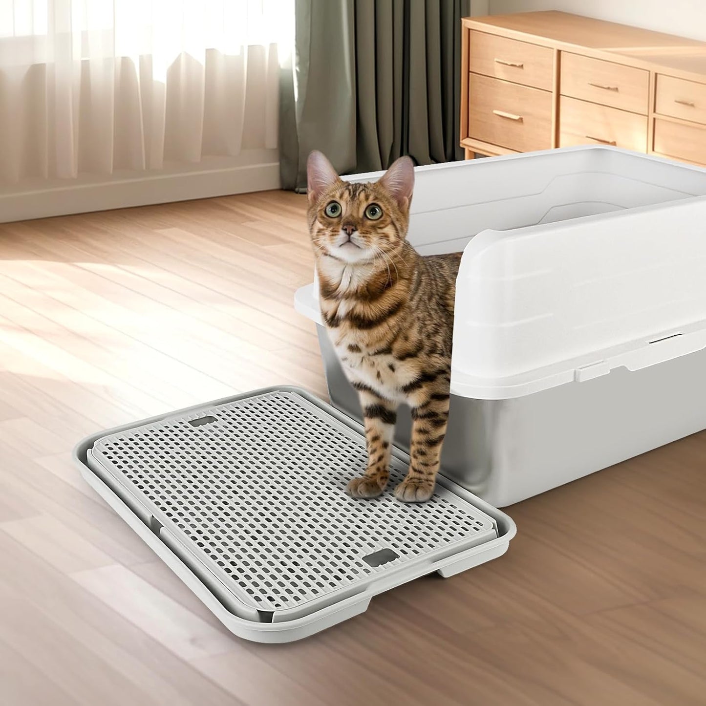 Light Gray Litter Box Step