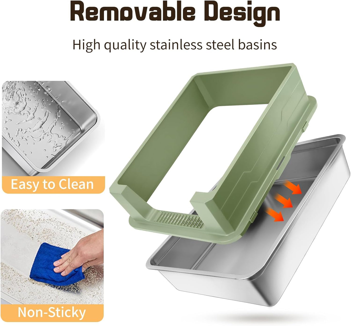 XXXL Green Stainless Steel Litter Box