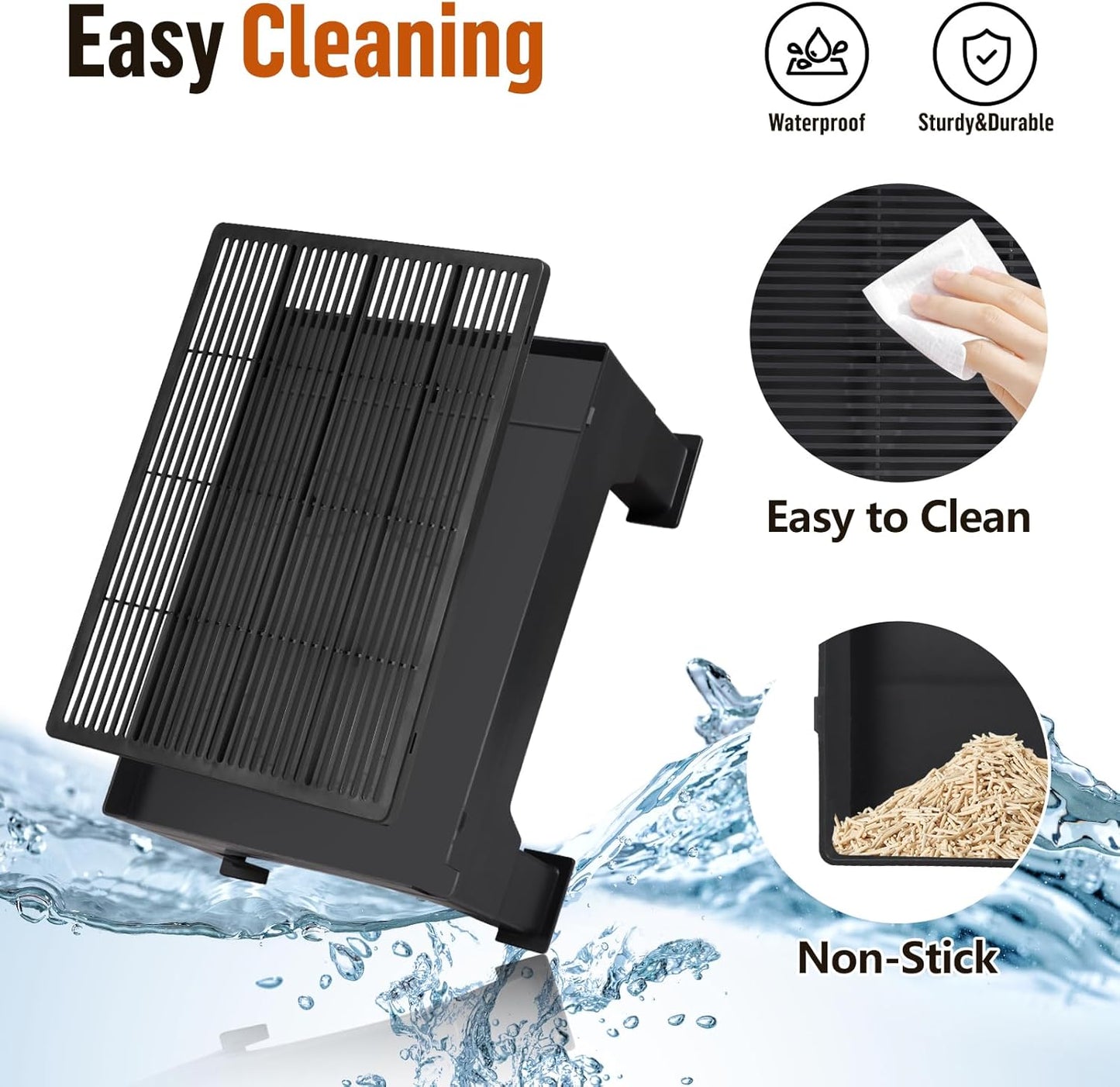 Black Adjustable Cat Litter Box Step Ramp with Removable feet