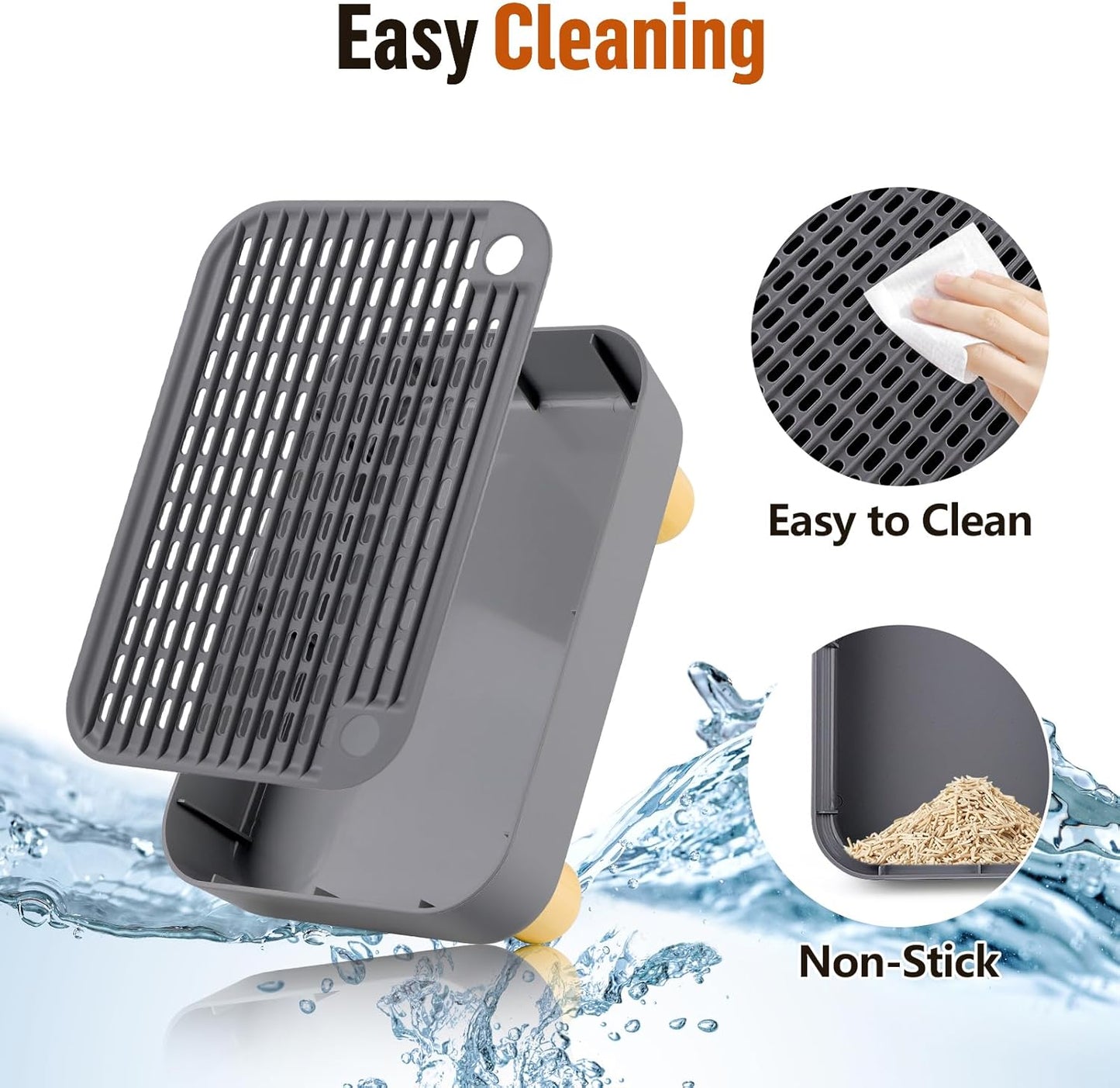 Dark Gray Litter Box Step with Wooden Base