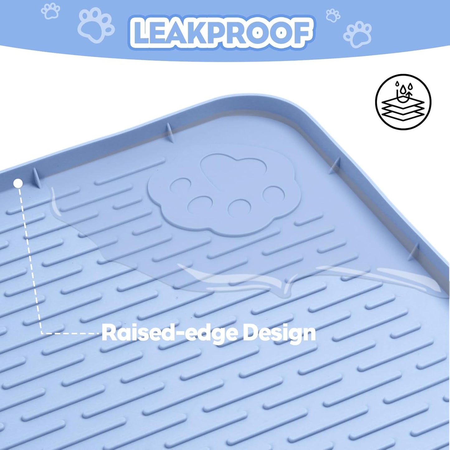 Blue Silicone Stripe Cat Litter Mat
