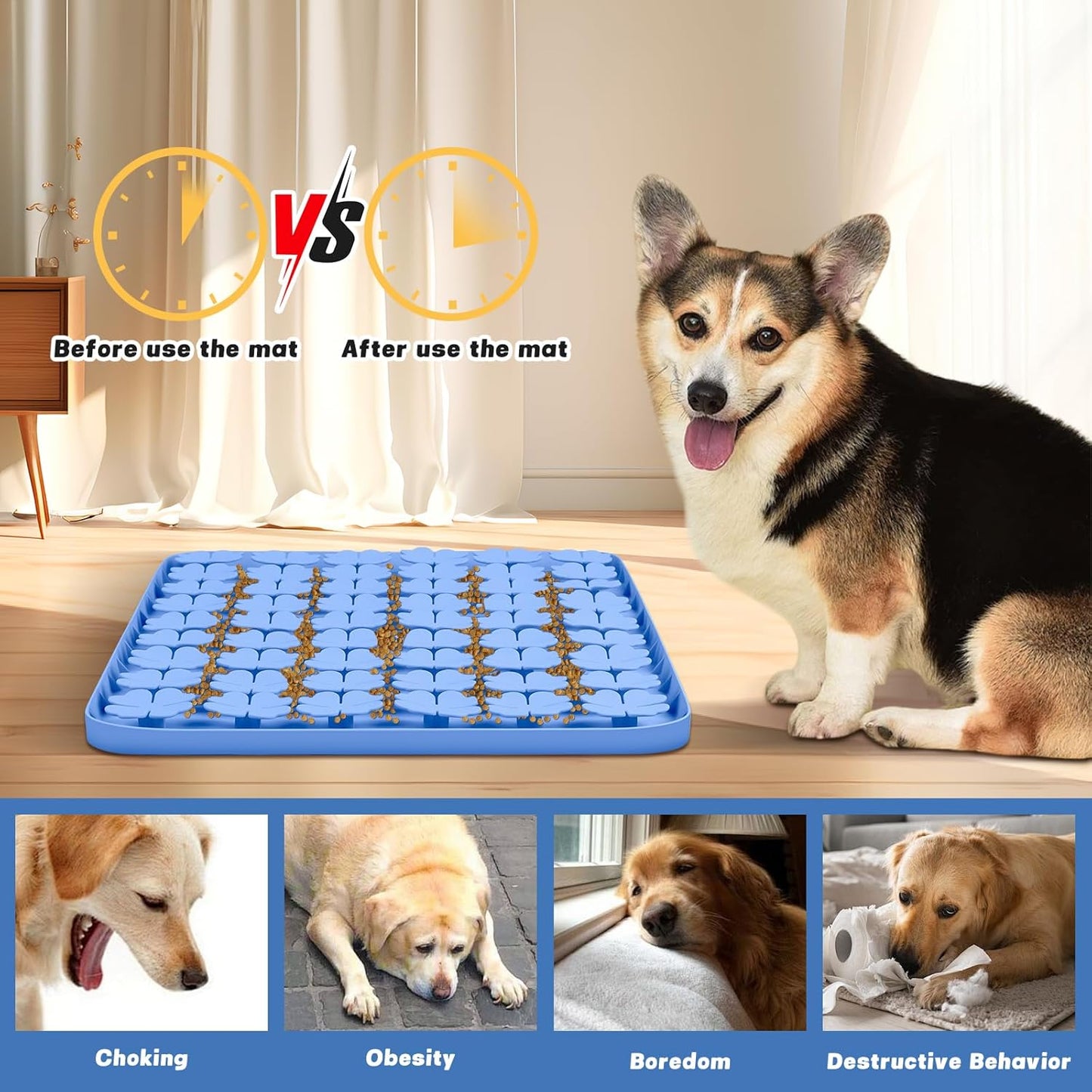 Blue Large Silicone Snuffle Mat Dog Lick Mat