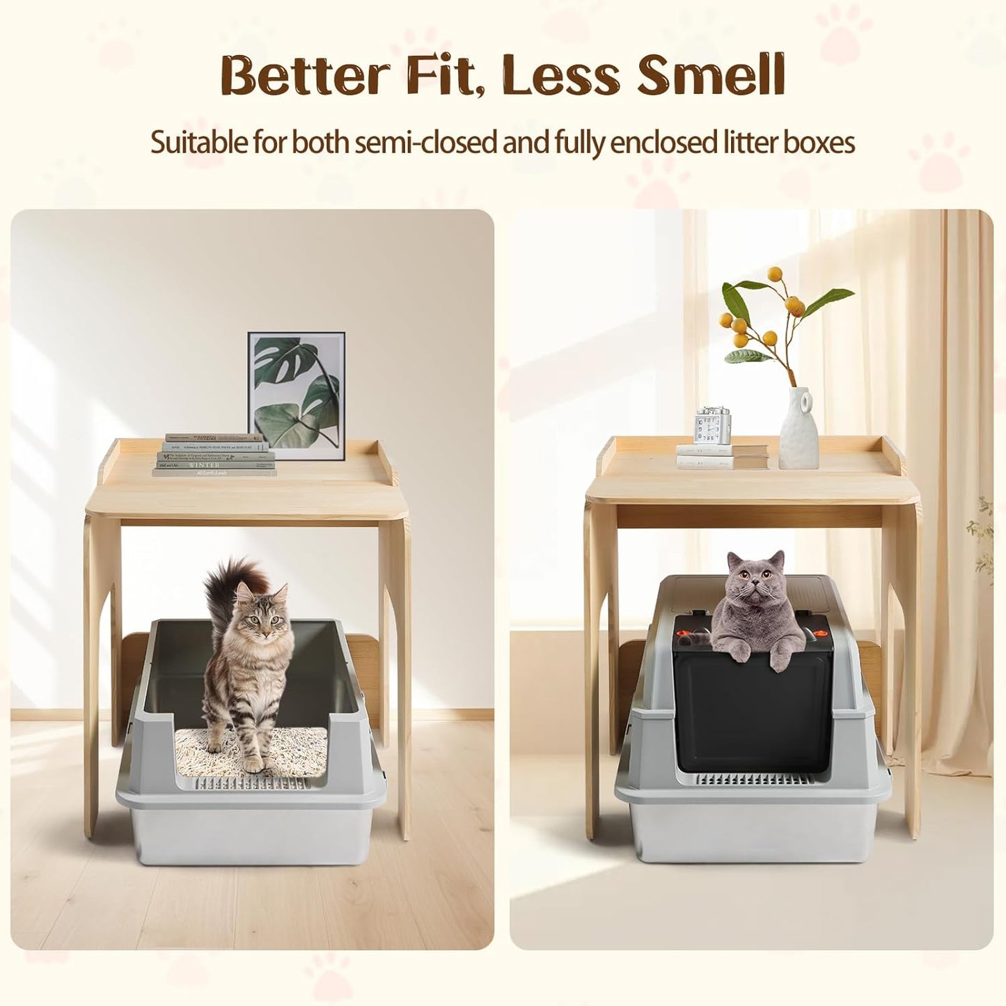 Wooden Cat Litter Box Enclosure Shelf