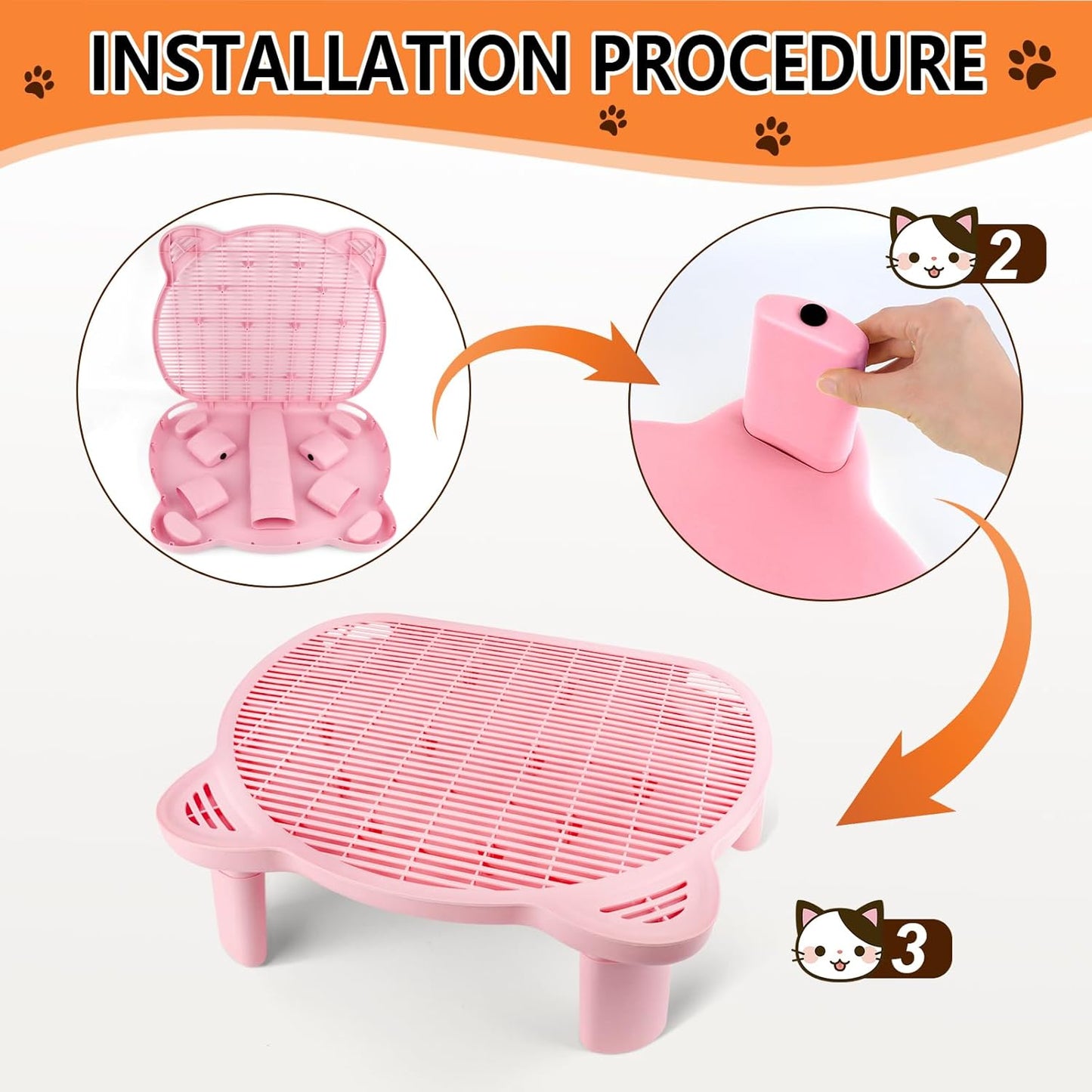 Pink Adjustable Cat Ramp Litter Box Step