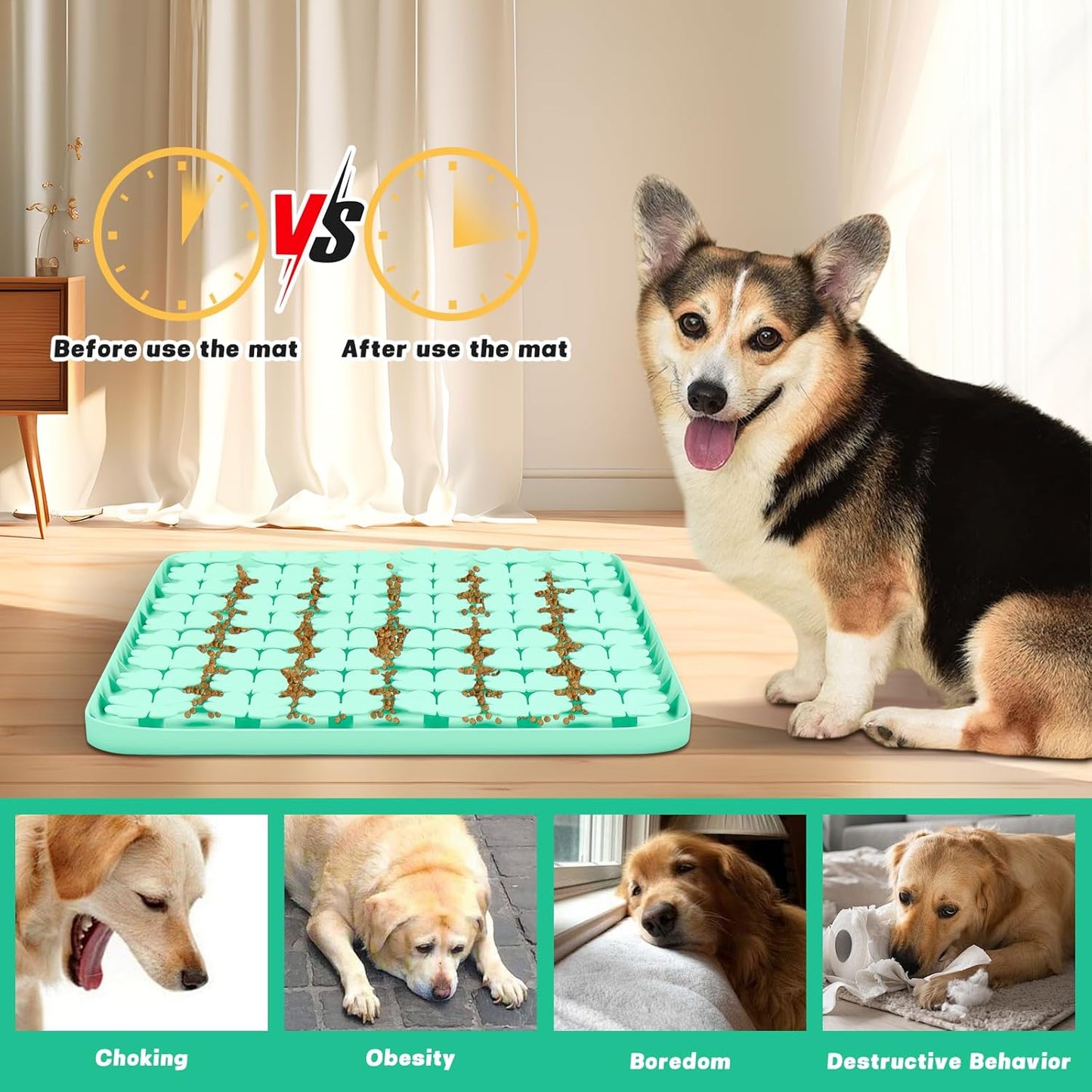 Green Large Silicone Snuffle Mat Dog Lick Mat