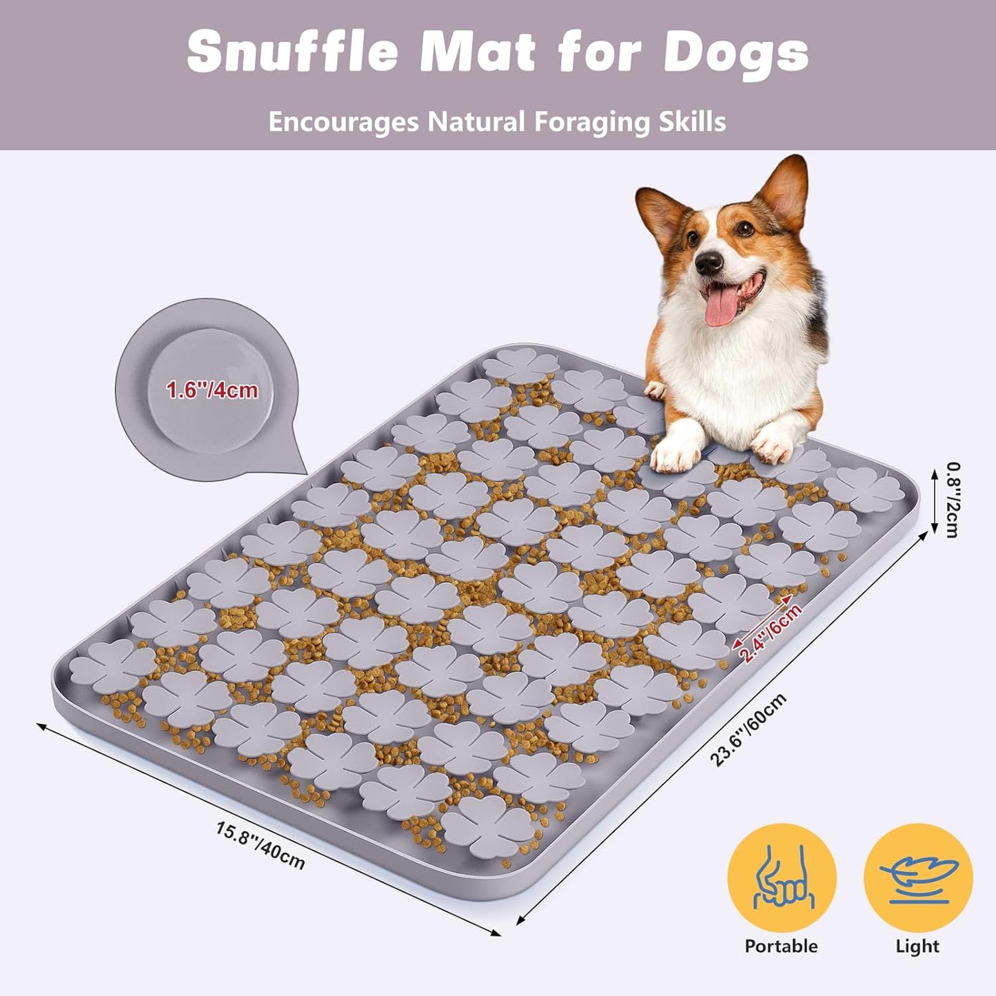 Gray Large Silicone Snuffle Mat Dog Lick Mat