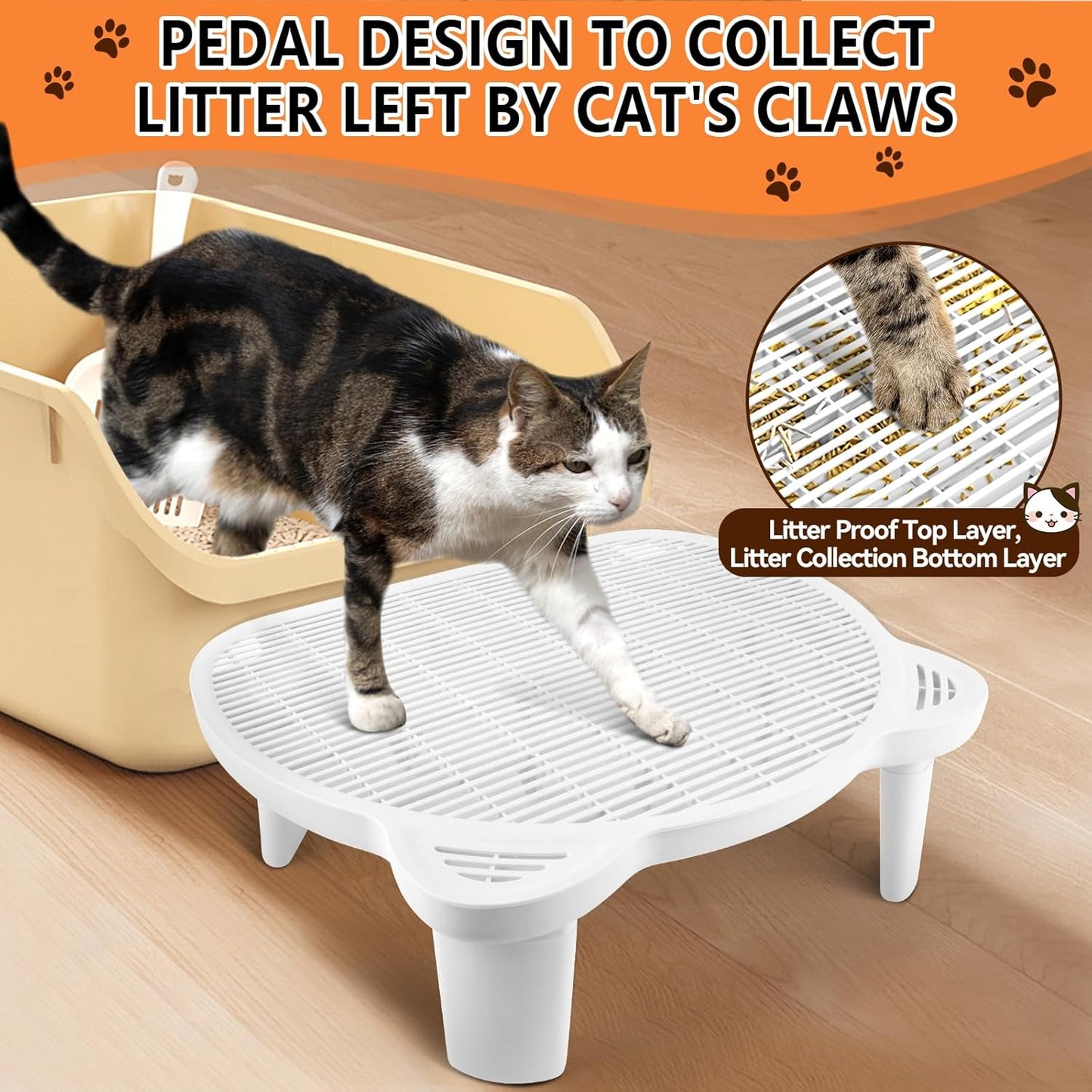 White Adjustable Cat Ramp Litter Box Step