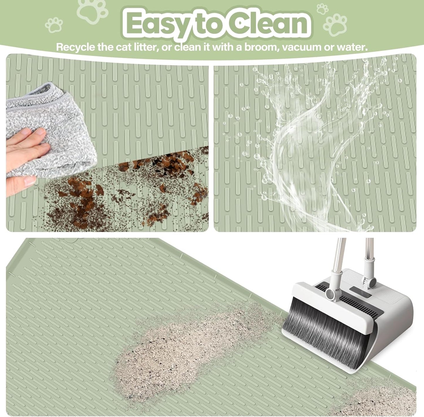 Green Silicone Stripe Cat Litter Mat