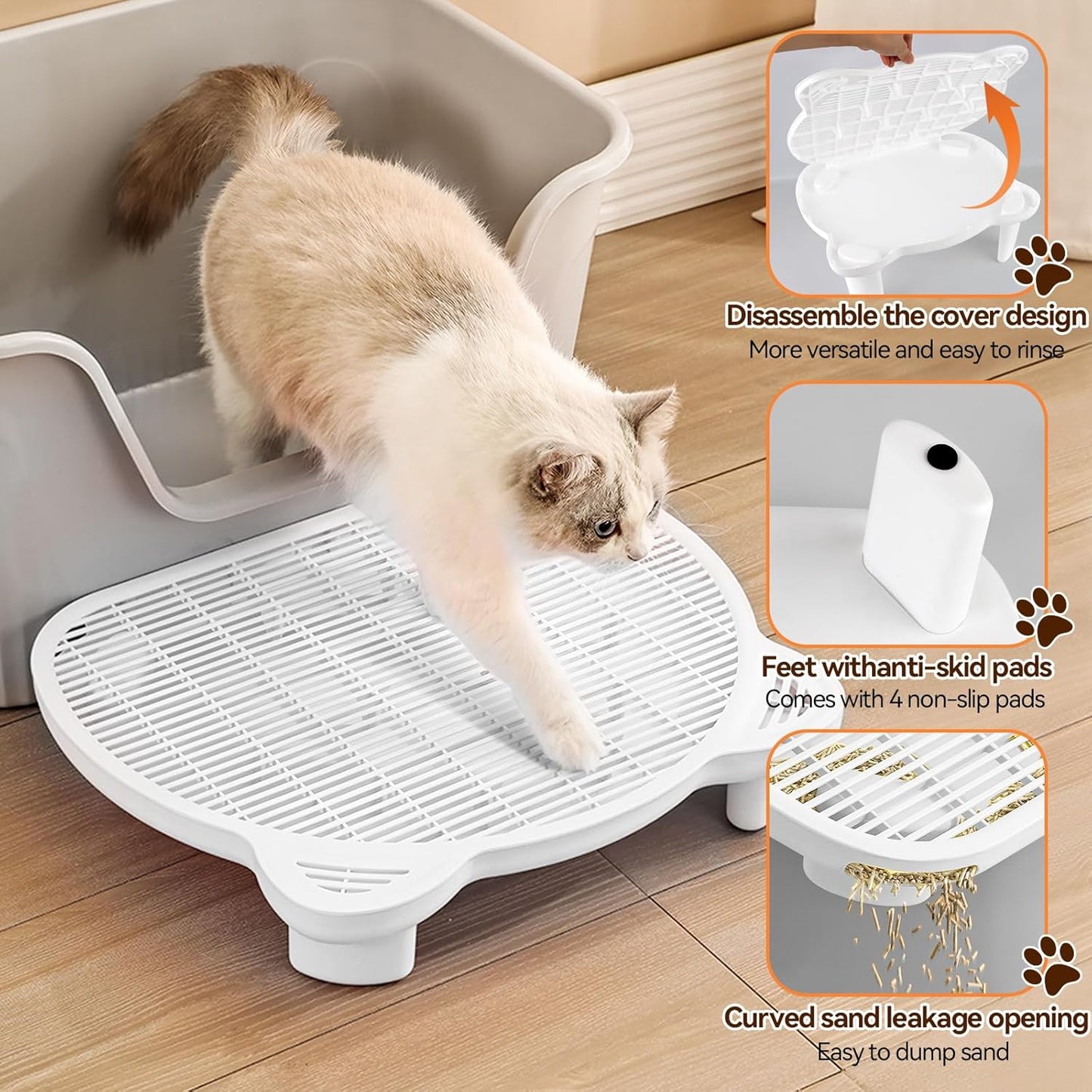 White Adjustable Cat Ramp Litter Box Step